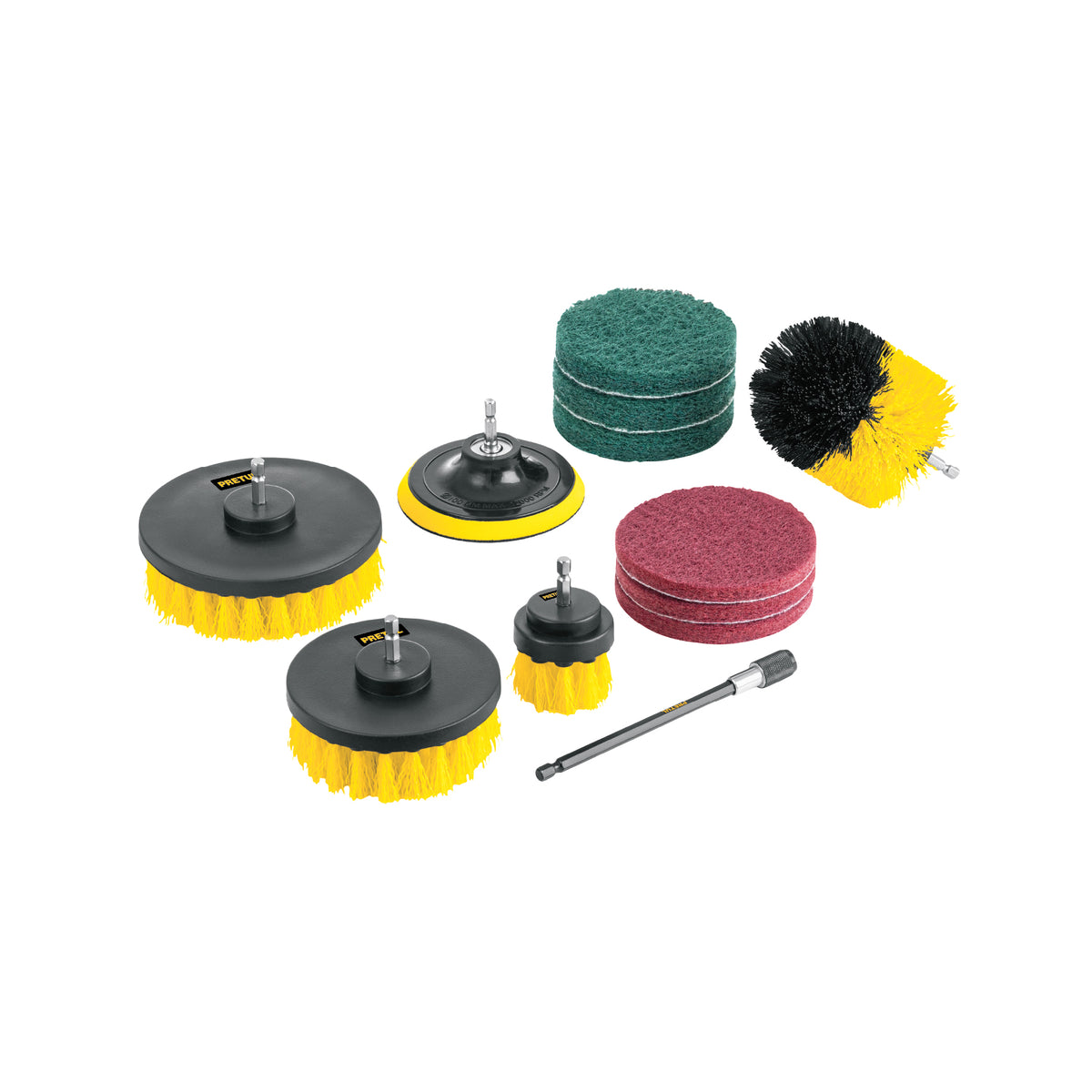Juego 12 accesorios de limpieza y asentado p/taladro, Pretul