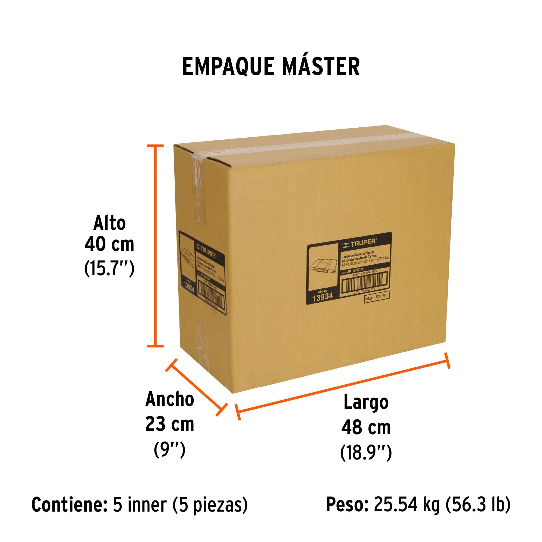 Juego de autoclé, cuadro 1/2", 18 piezas, Standard