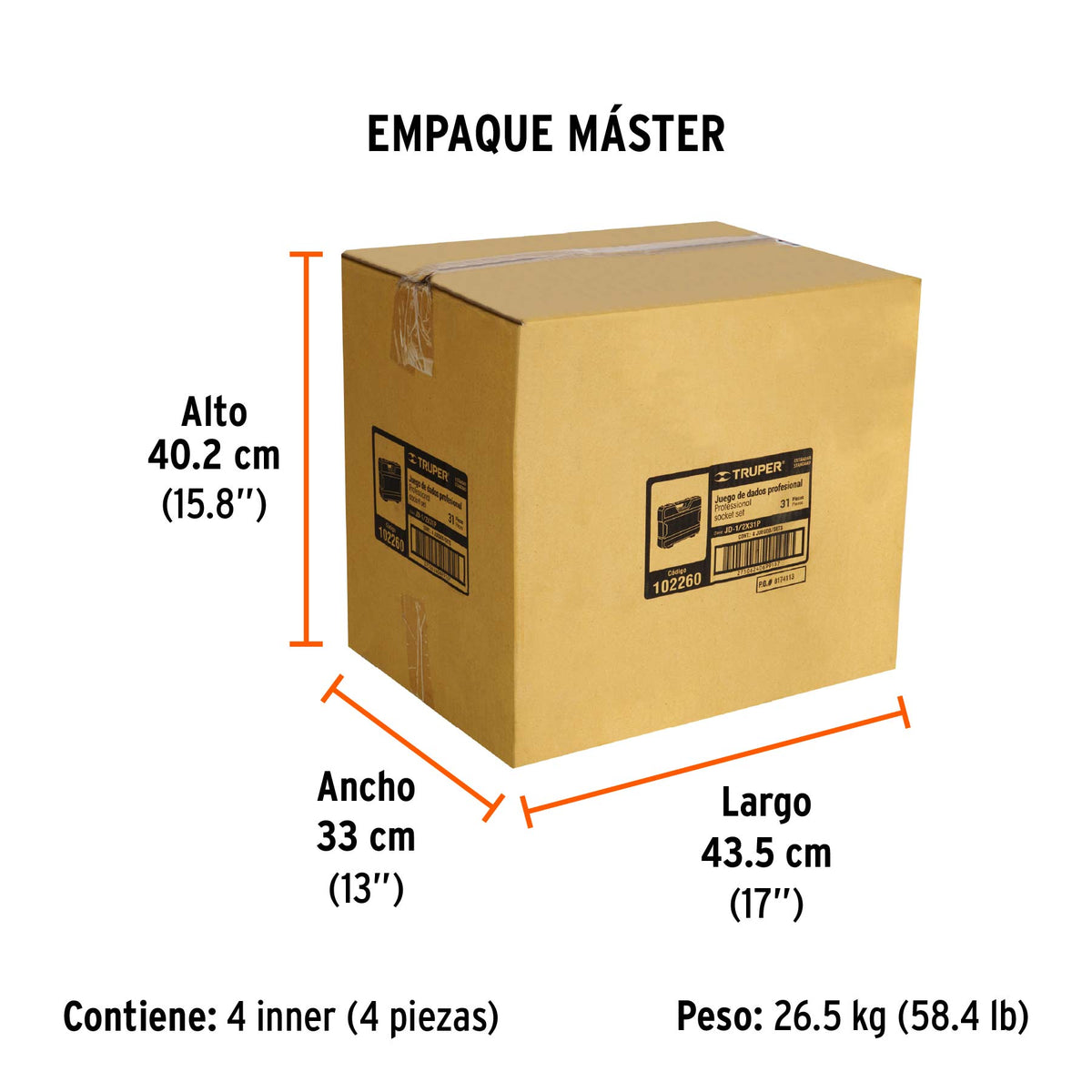 Juego de 31 herramientas cuadro 1/2' std para mecánico