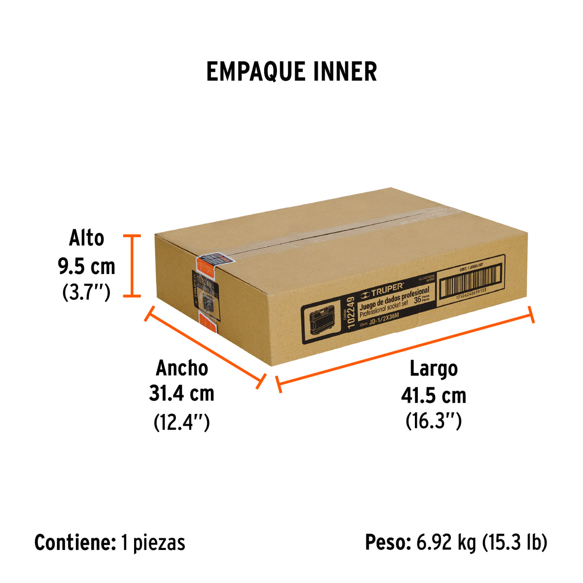 Juego de 36 herramientas cuadro 1/2' mm para mecánico