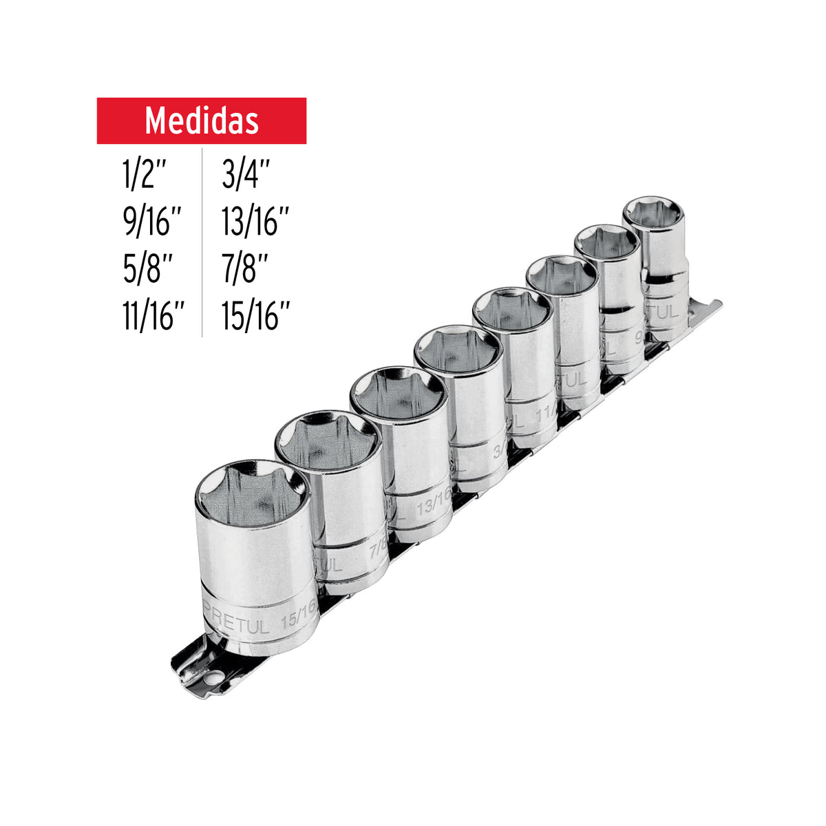Juego dados, cuadro 1/2", 9 piezas, pretul