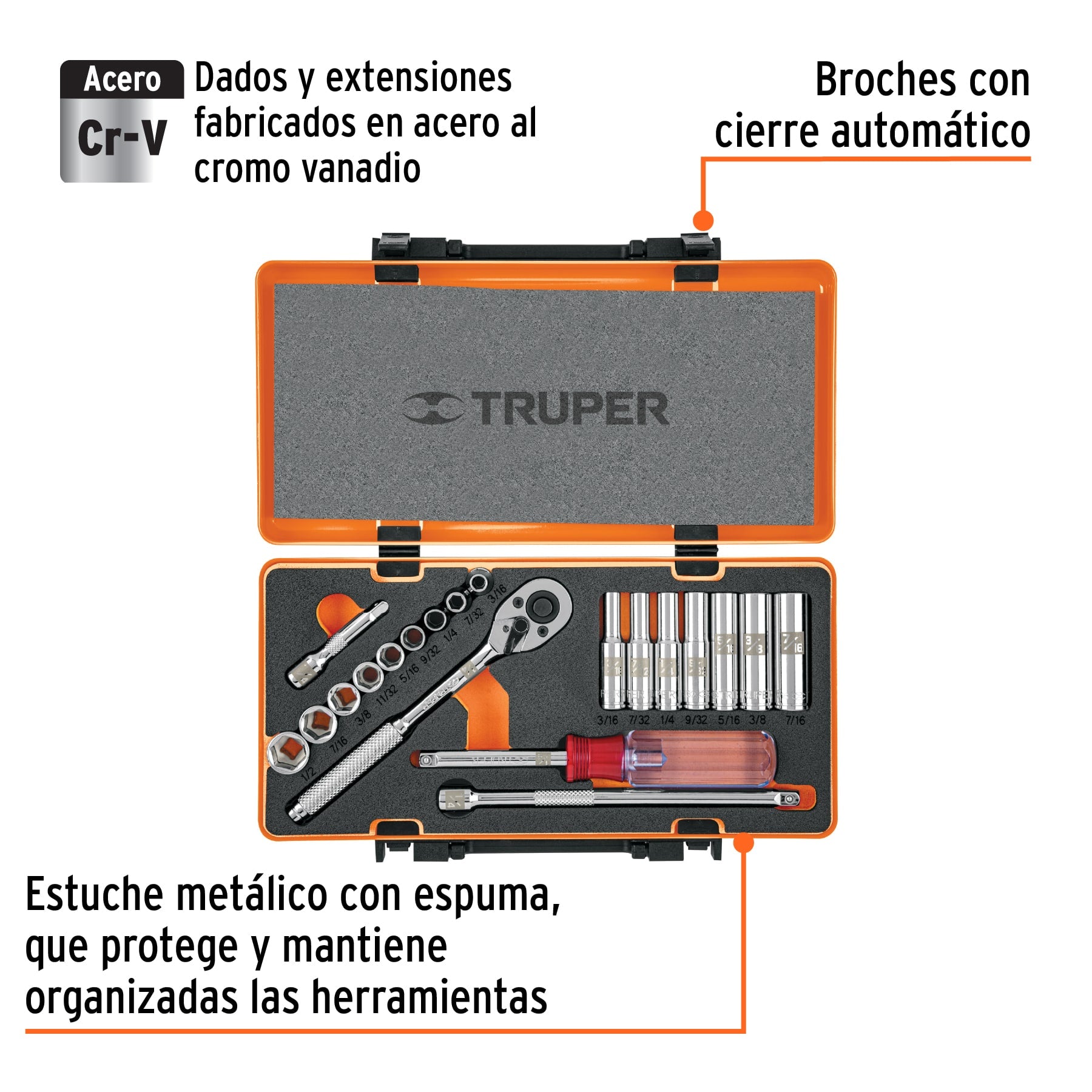 Juego de autoclé, cuadro 1/4", 20 piezas, Standard