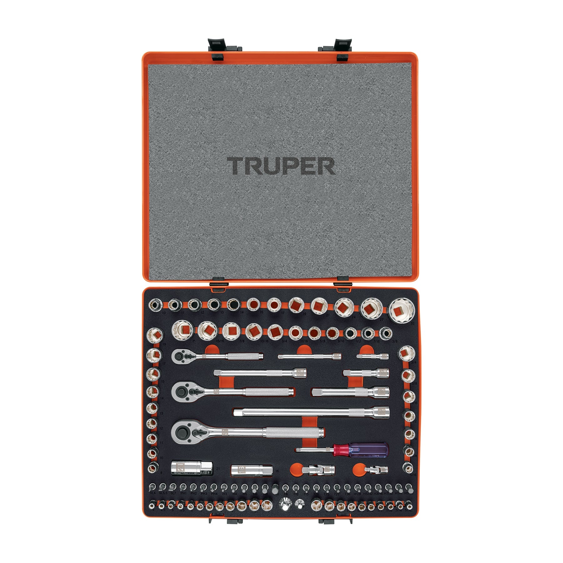 Juego de dados, cuadro 1/4, 3/8 y 1/2", 103 piezas, std y mm