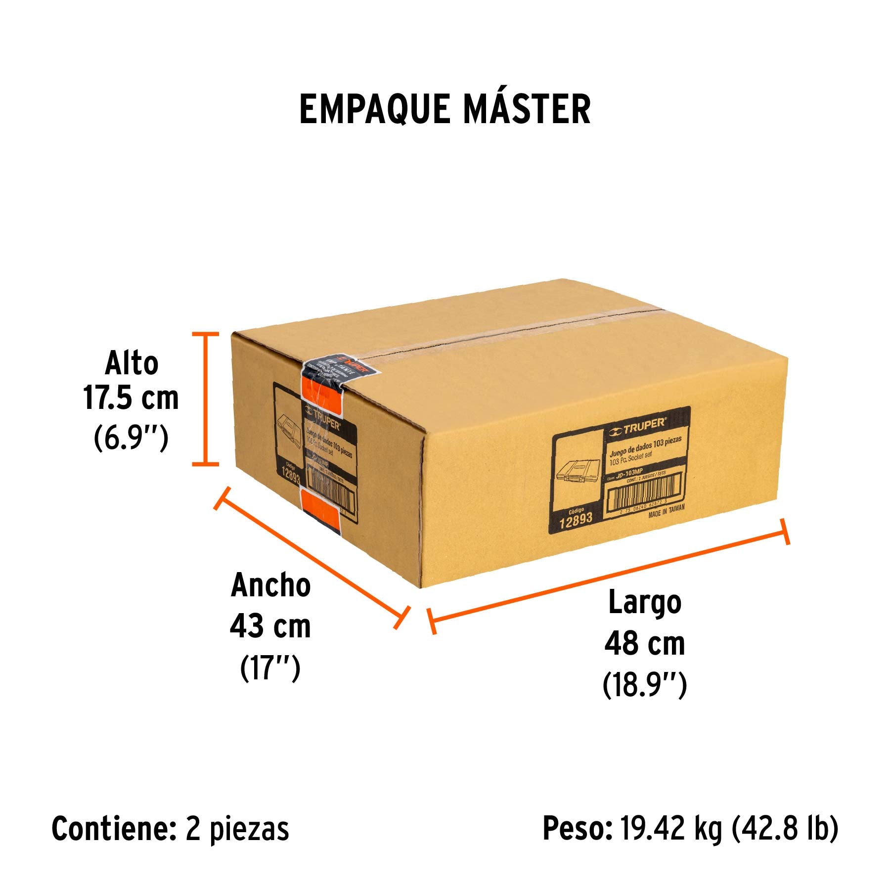 Juego de dados, cuadro 1/4, 3/8 y 1/2", 103 piezas, std y mm