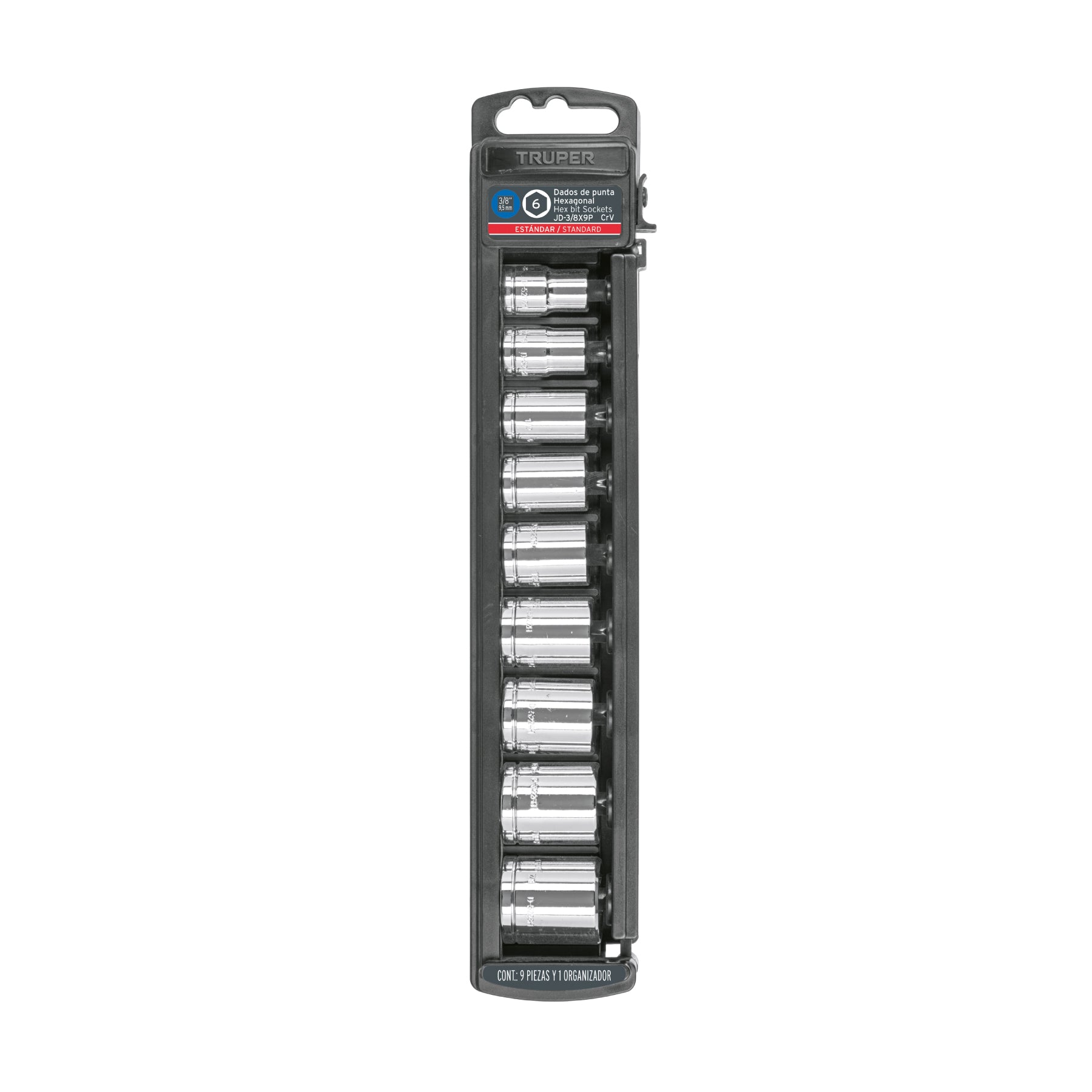 Juego de dados, cuadro 3/8", 9 piezas
