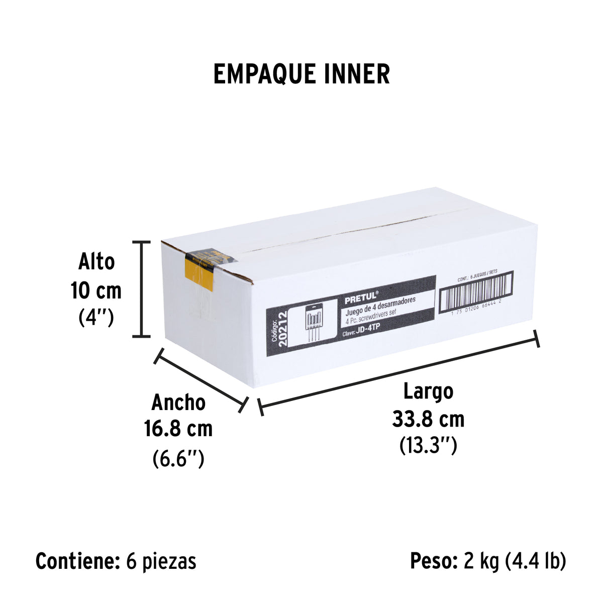 Juego de desarmadores, 4 piezas, mango pvc, pretul