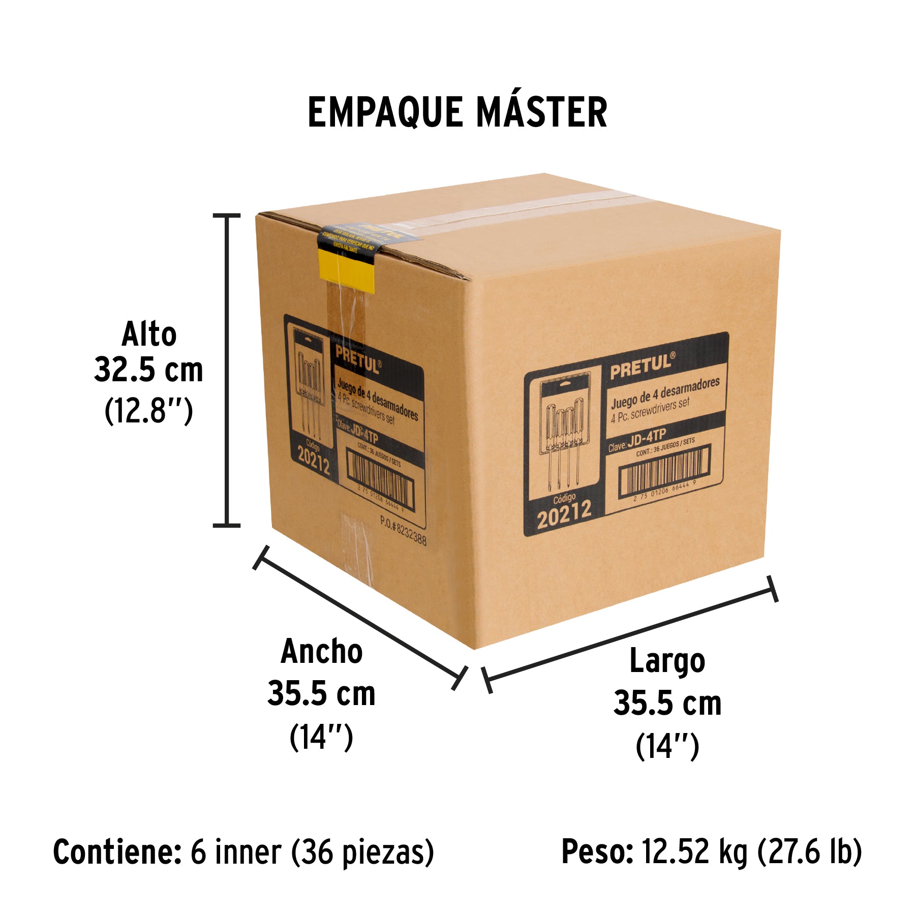 Juego de desarmadores, 4 piezas, mango pvc, pretul