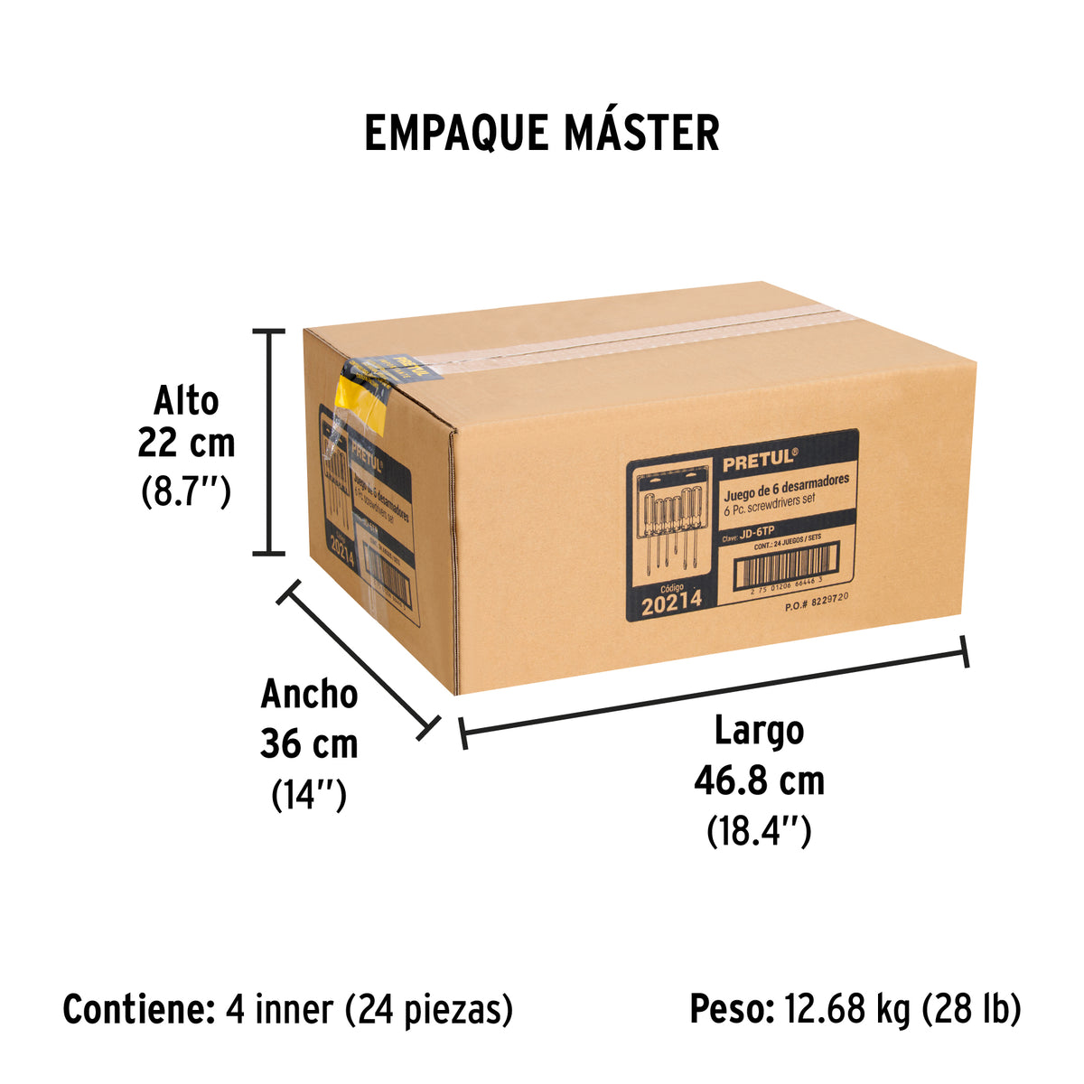 Juego de desarmadores, 6 piezas, mango pvc, pretul