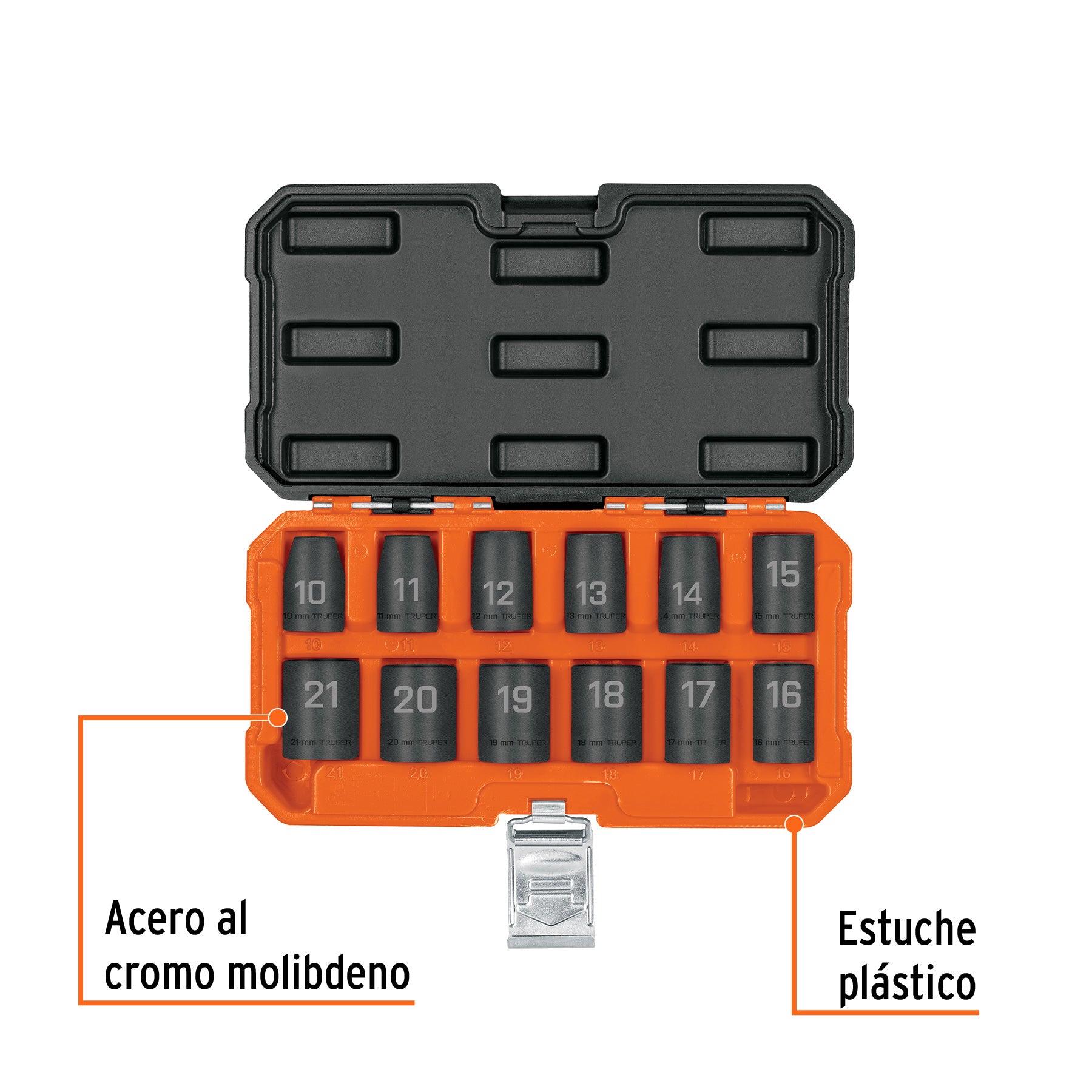 Juego 12 dados 1/2' impacto protección plástica 6p mm
