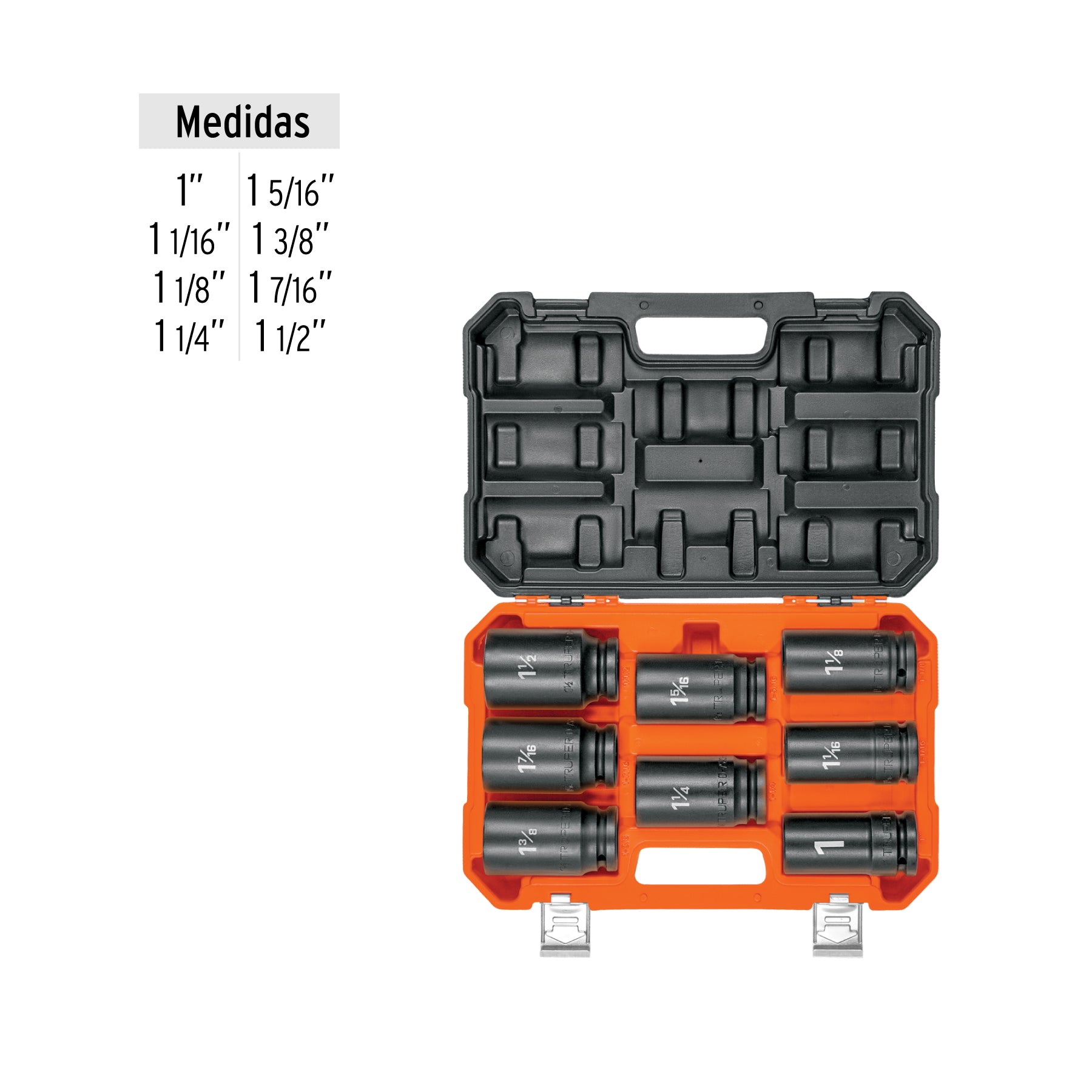 Juego de 8 dados largos cuadro 3/4' de impacto 6 puntas std