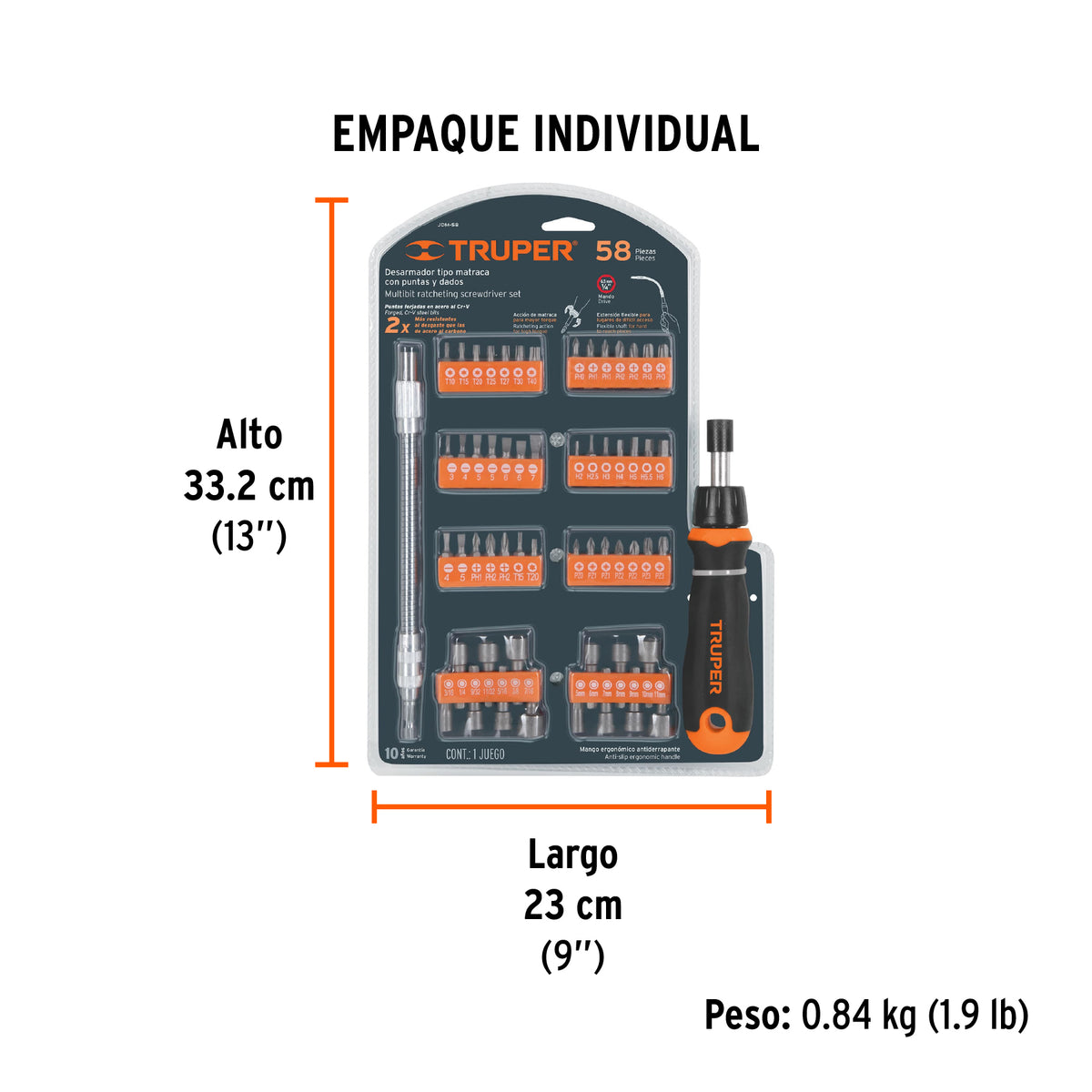 Juego de desarmador tipo matraca, 56 piezas