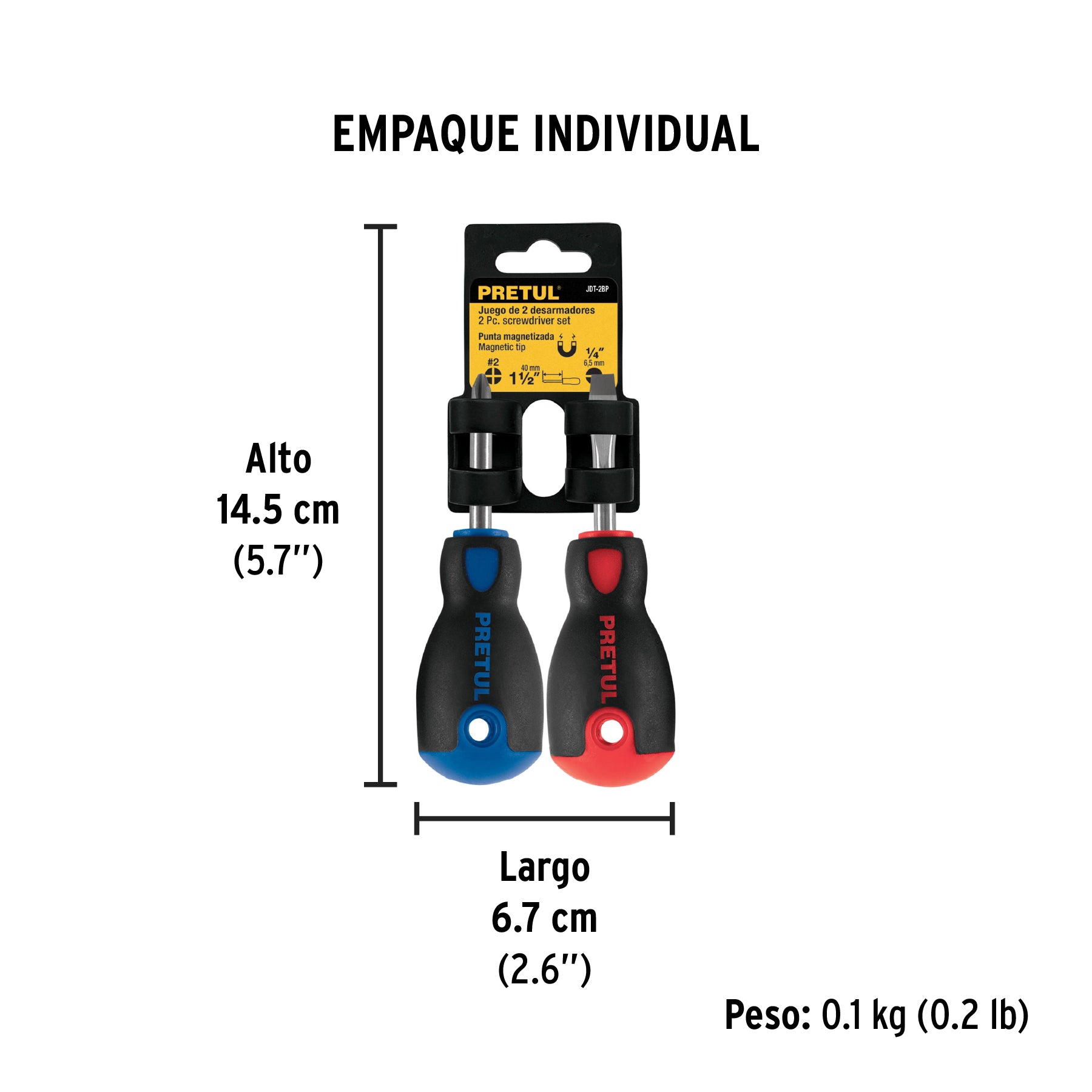 Juego desarmadores, tipo trompo, 2 pzas,comfort grip, pretul