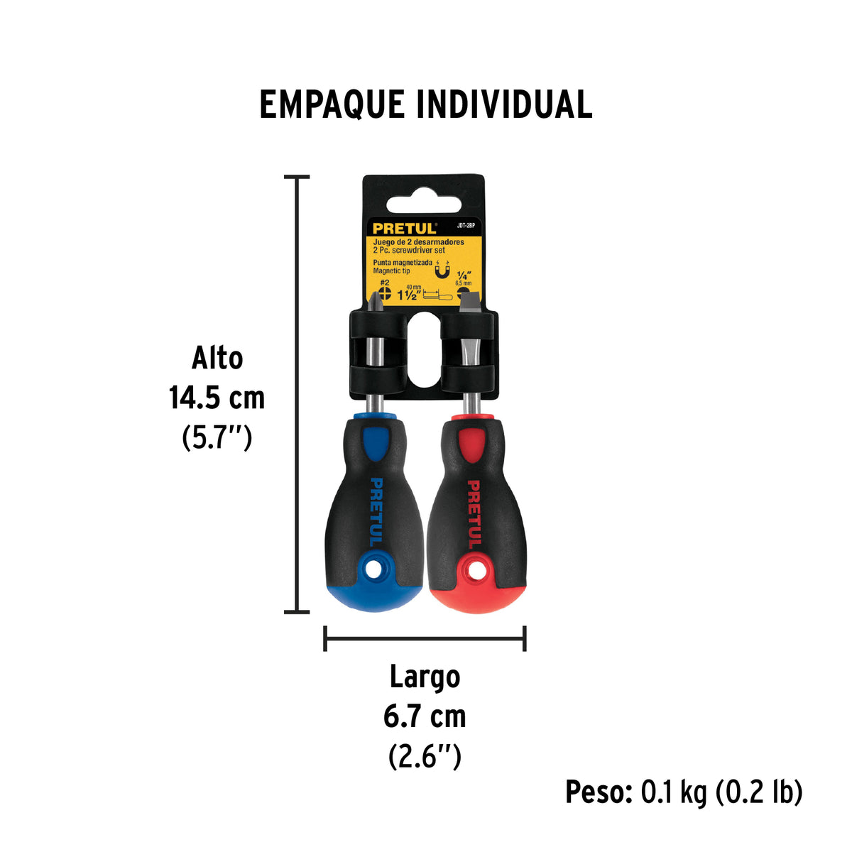 Juego desarmadores, tipo trompo, 2 pzas,comfort grip, pretul
