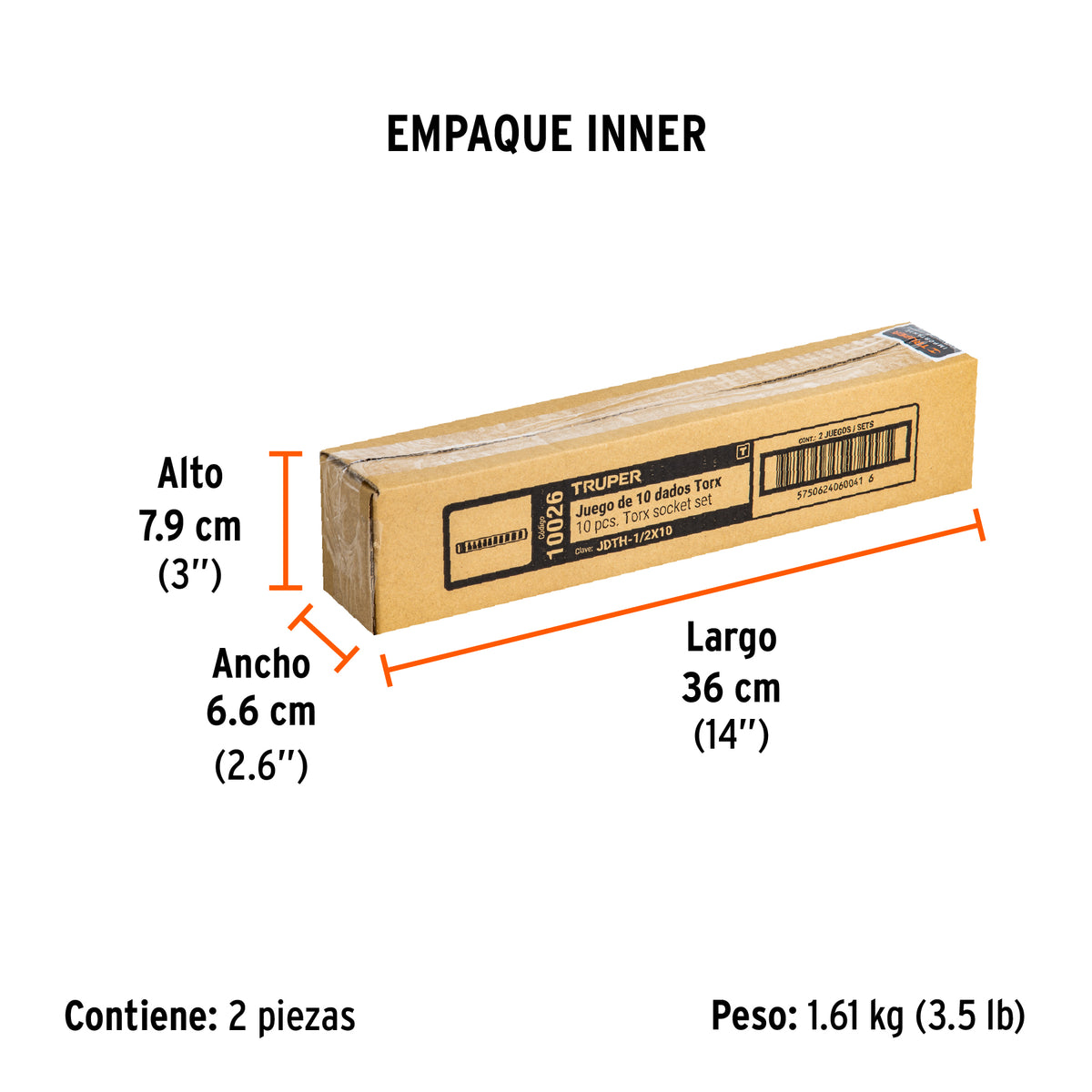 Juego dados, punta torx,1/2", 10 piezas