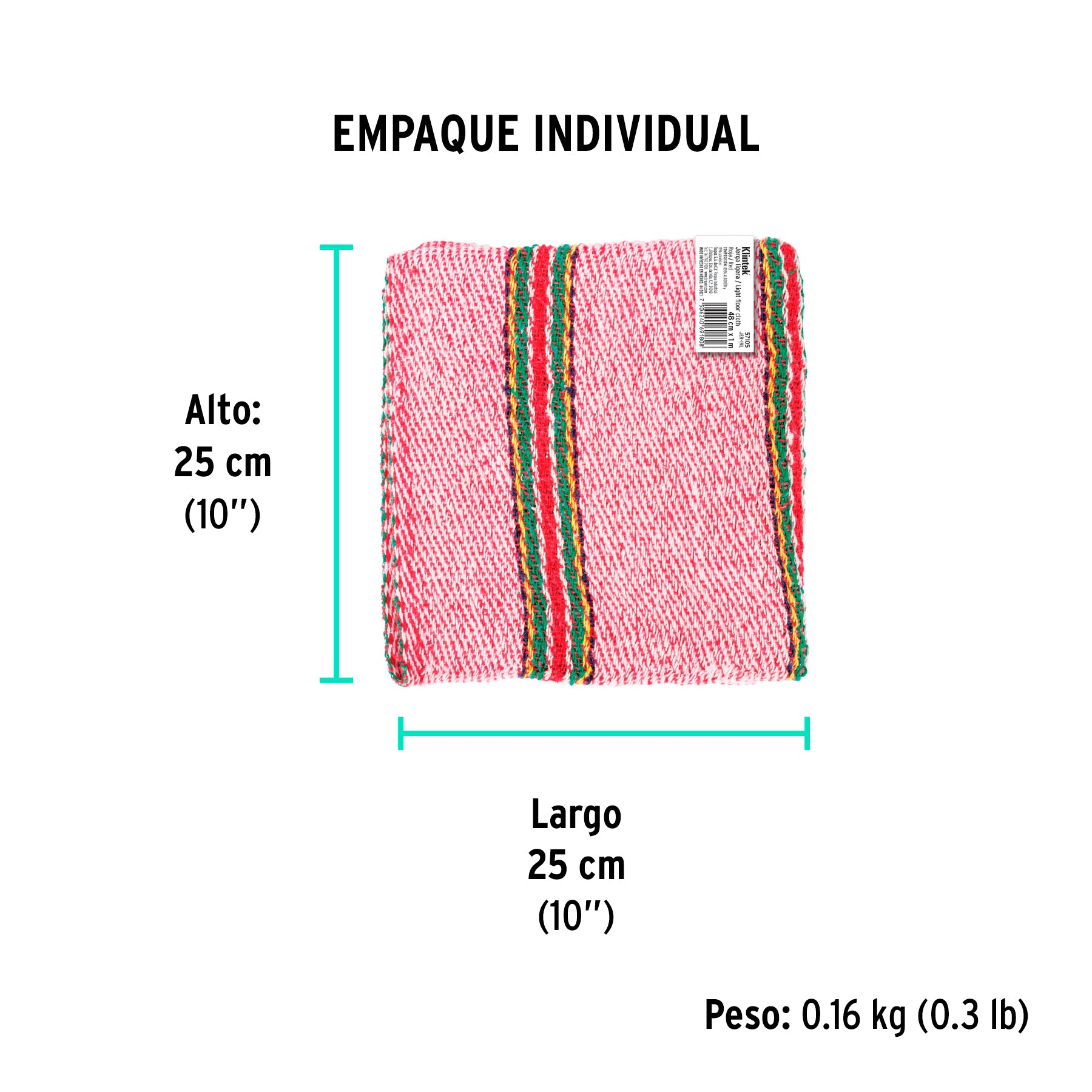 Jerga sarga ligera de 1 m x 48 cm, roja