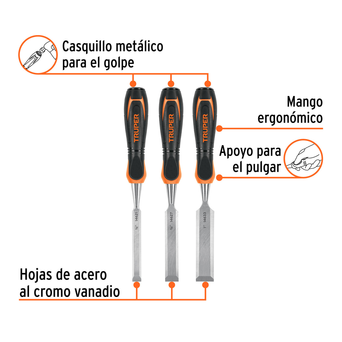 Juego de 3 Formones Truper
