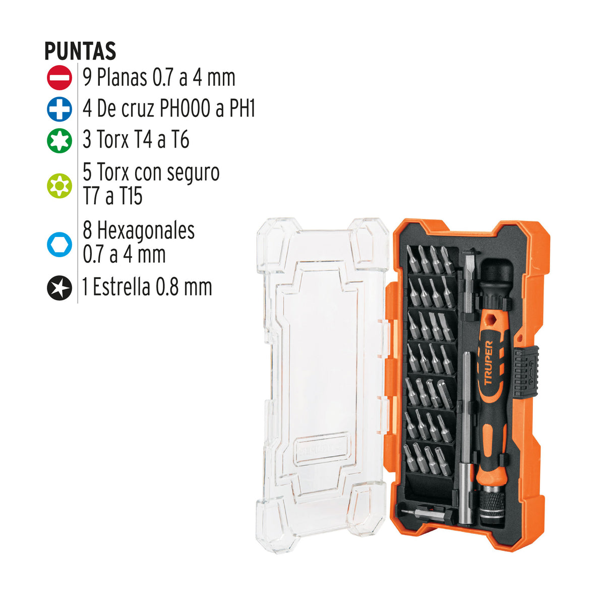 Juego desarmadores de precisión, punta intercambiable,32pzas