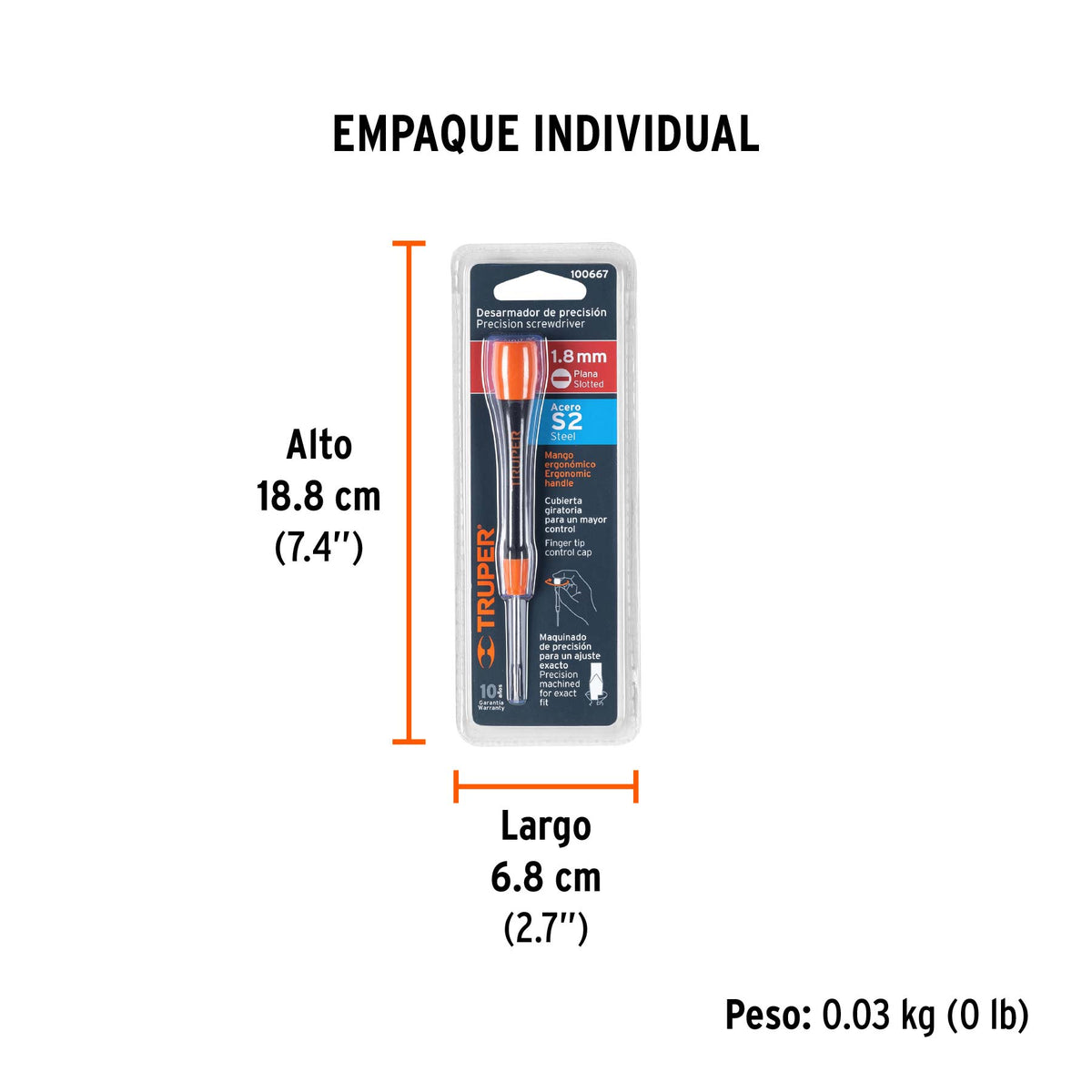 Desarmador de precisión plano de 1.8 mm