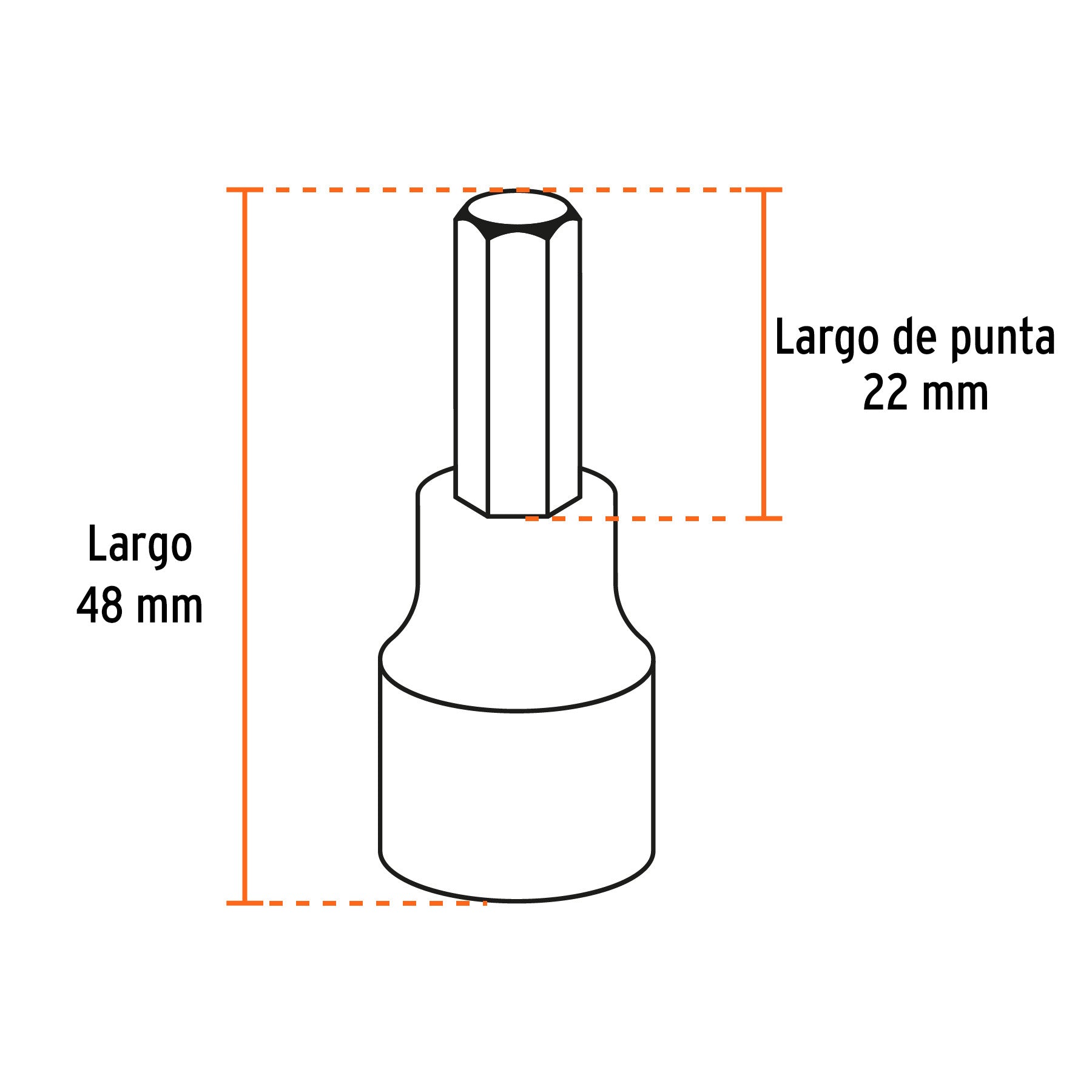 Juego de dados, punta hexagonal, cuadro 3/8", 7 piezas