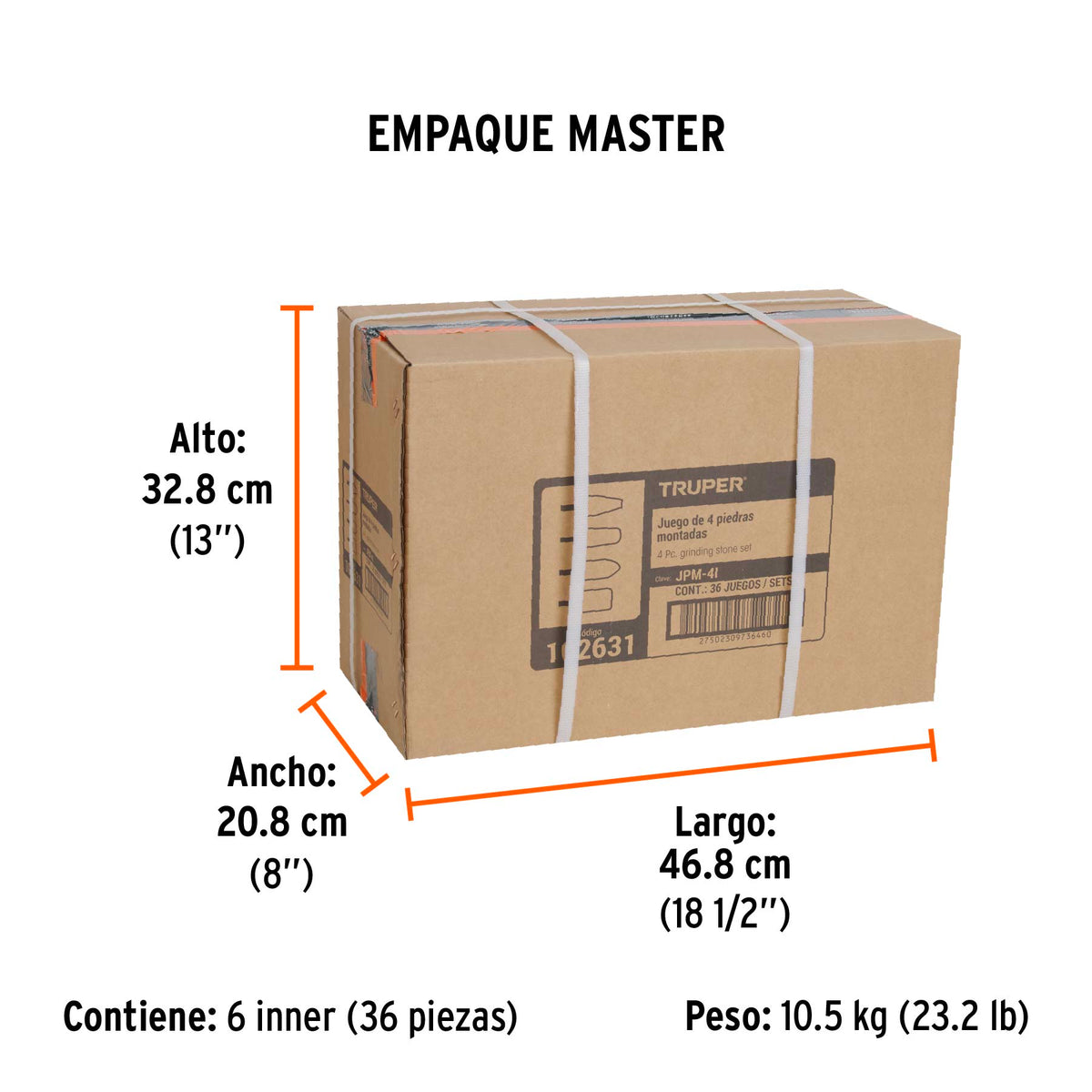 Juego de 4 piedras montadas zanco 1/4", acero inoxidable