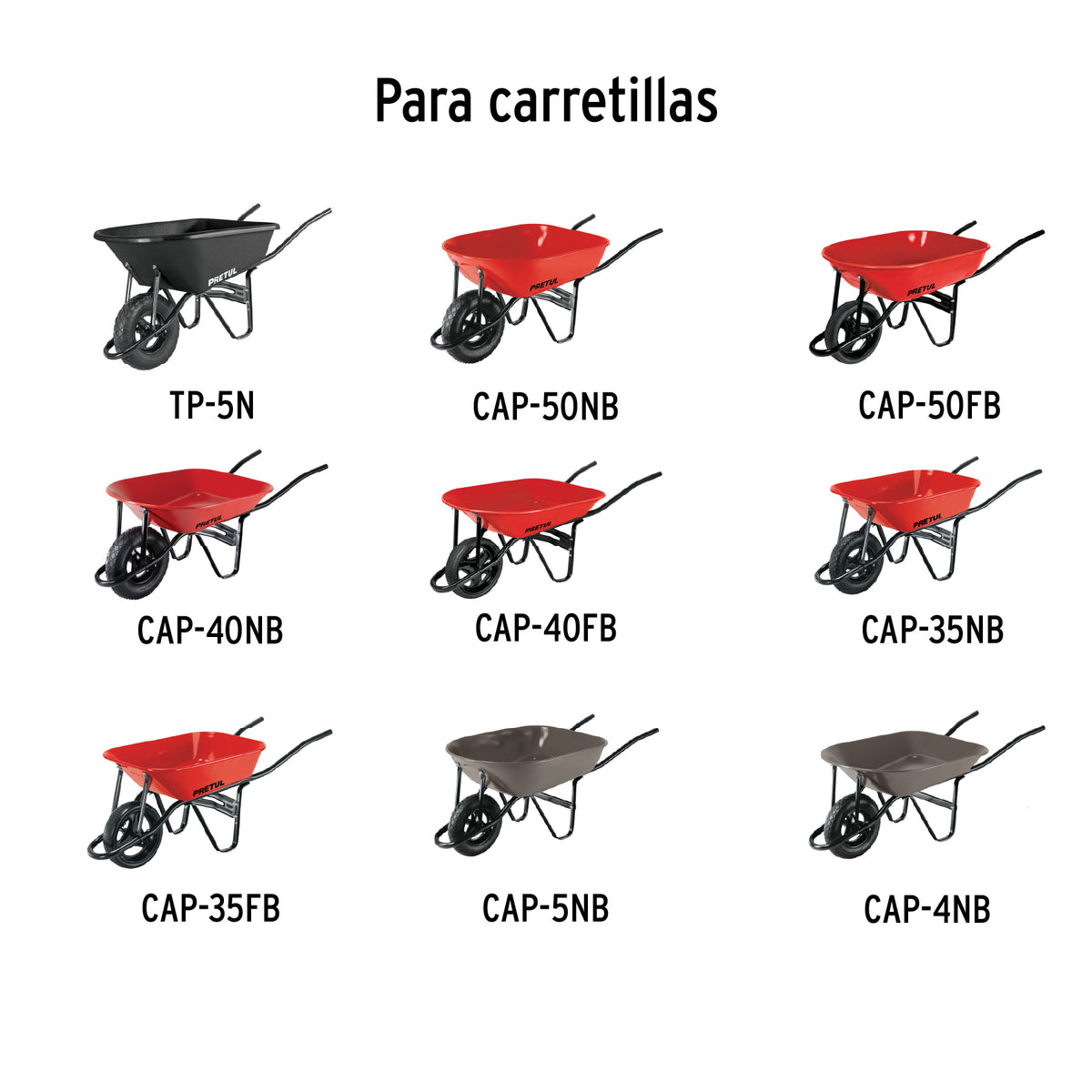 Tirantes calibre 18 para carretillas gris y rojas, Pretul