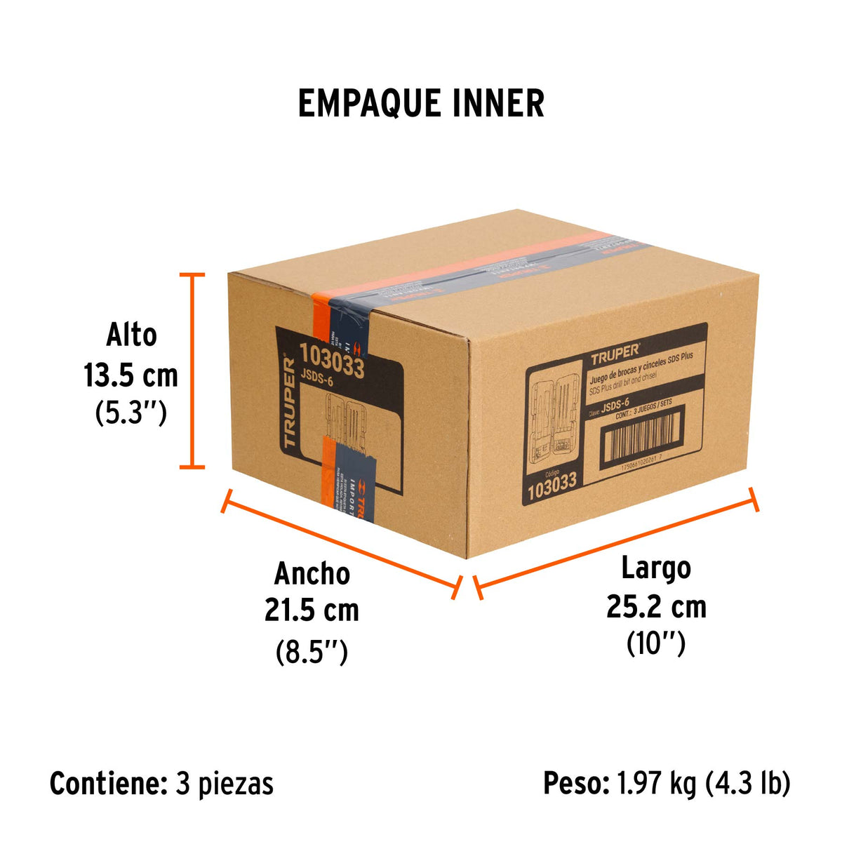 Juego de 6 brocas y cinceles SDS plus en estuche, Truper