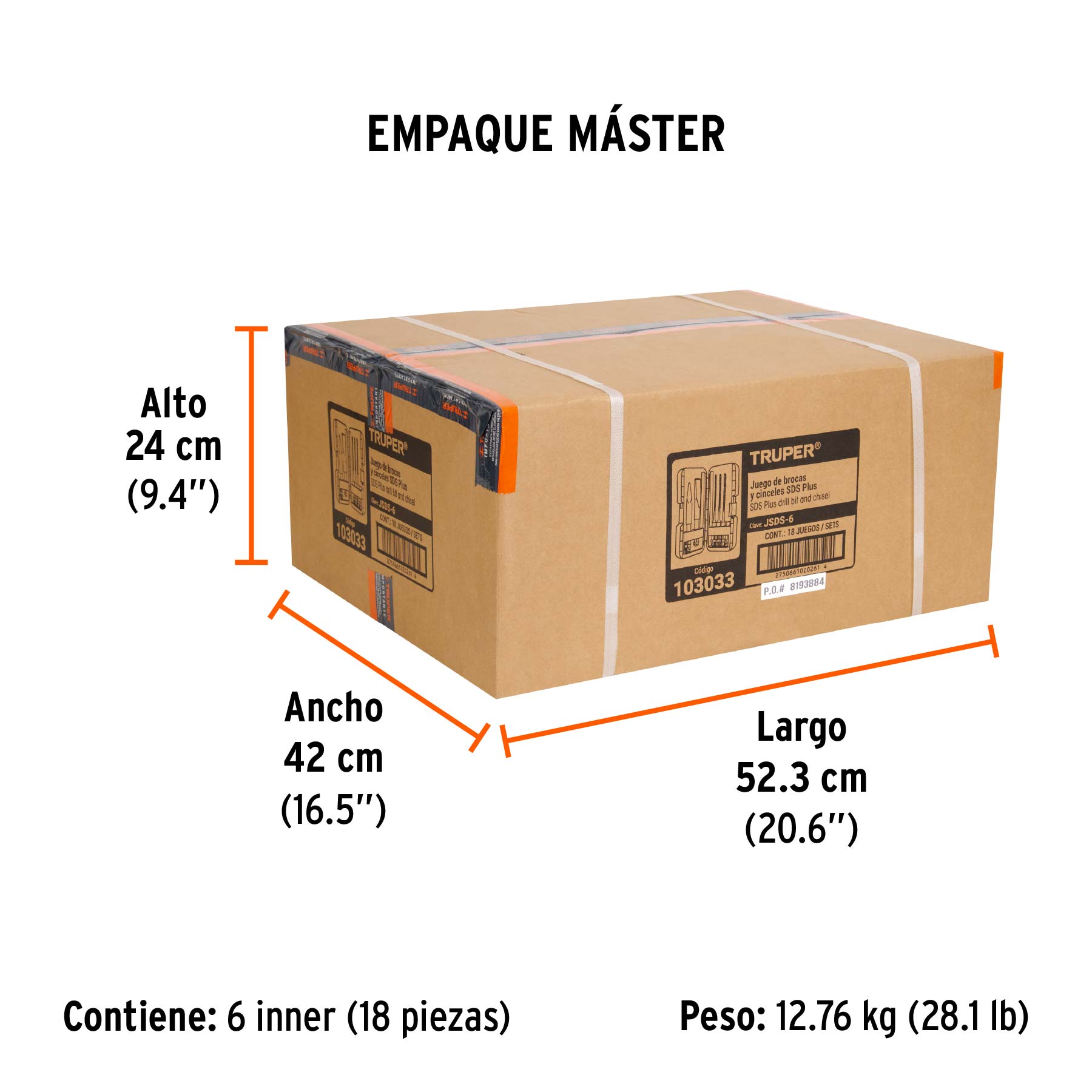 Juego de 6 brocas y cinceles SDS plus en estuche, Truper
