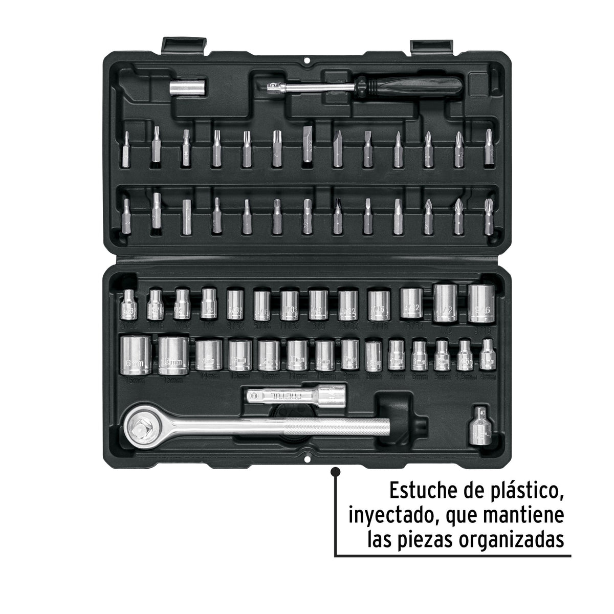 Juego de 60 herramientas 1/4' y 3/8' para mecánico, Pretul