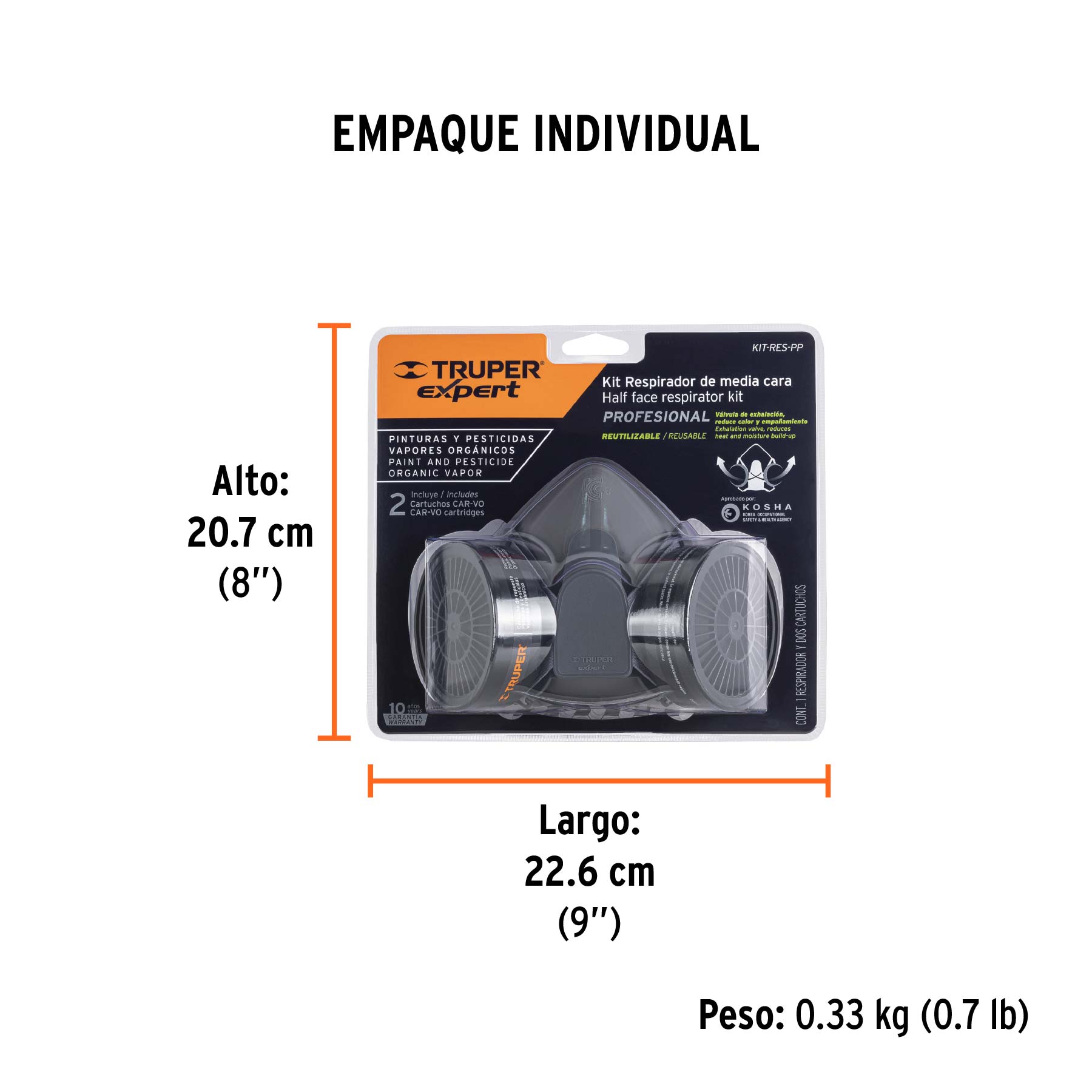 Kit respirador profesional con cartuchos pintura y pesticida