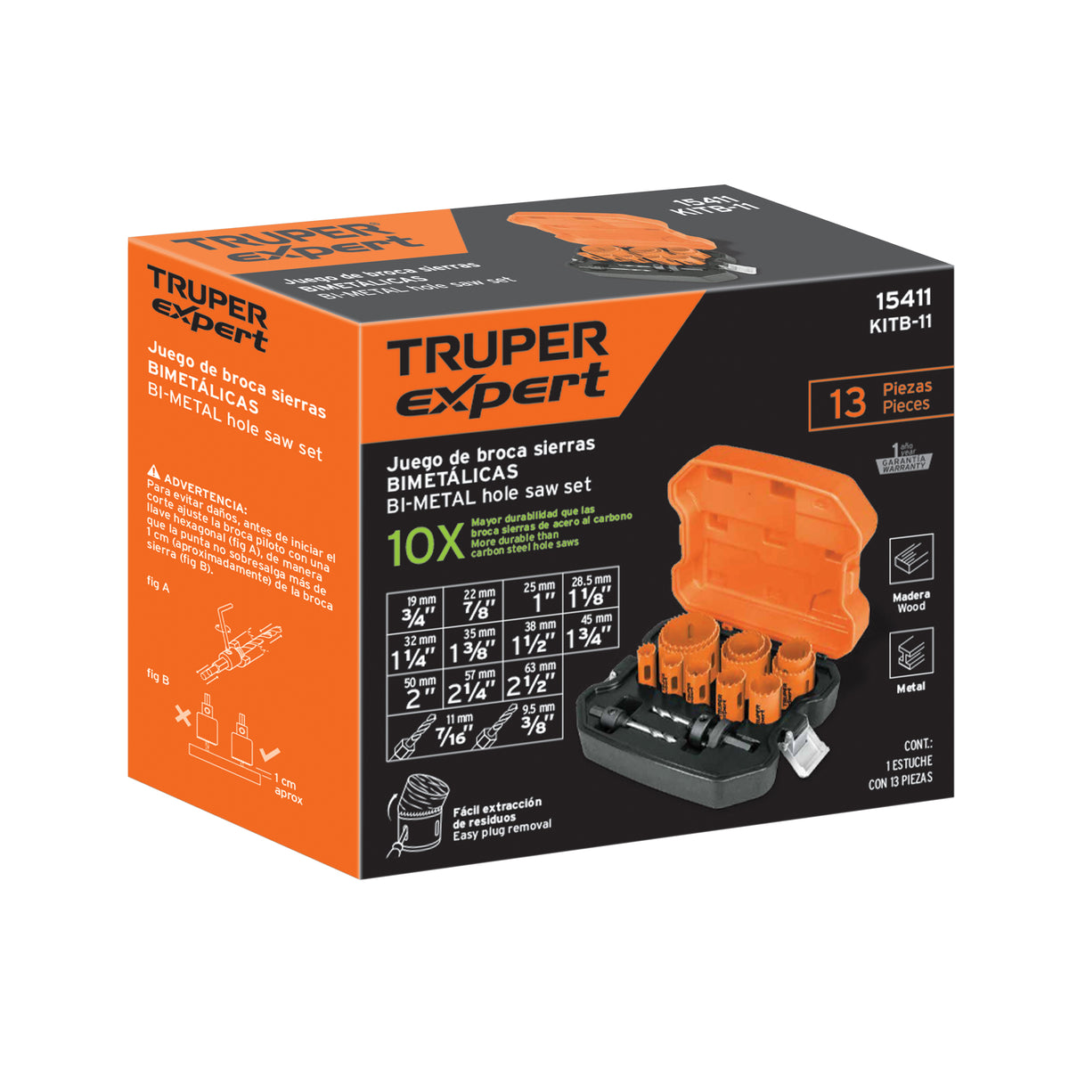 Juego de brocasierras bimetálicas, 13 piezas, Truper Expert