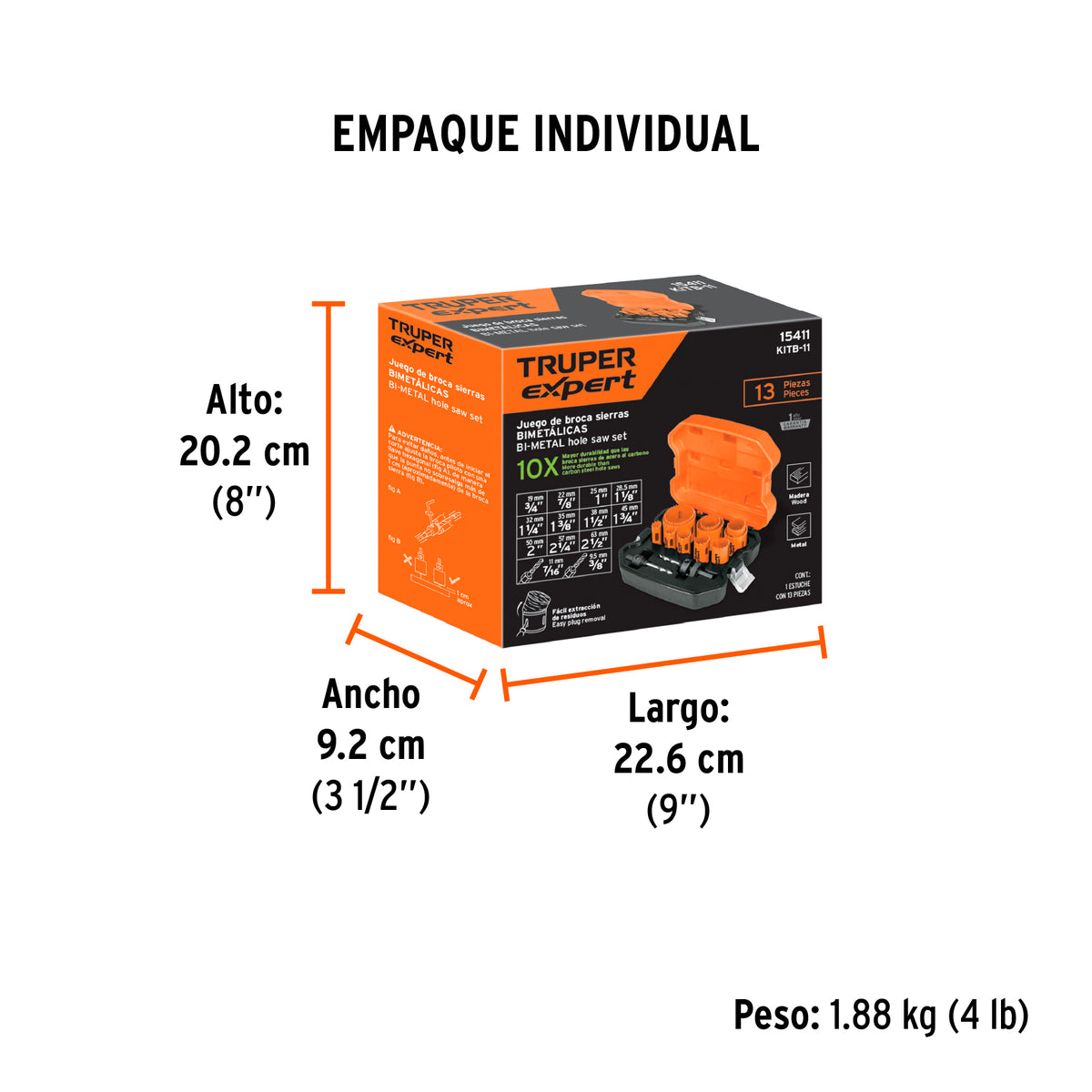 Juego de brocasierras bimetálicas, 13 piezas, Truper Expert