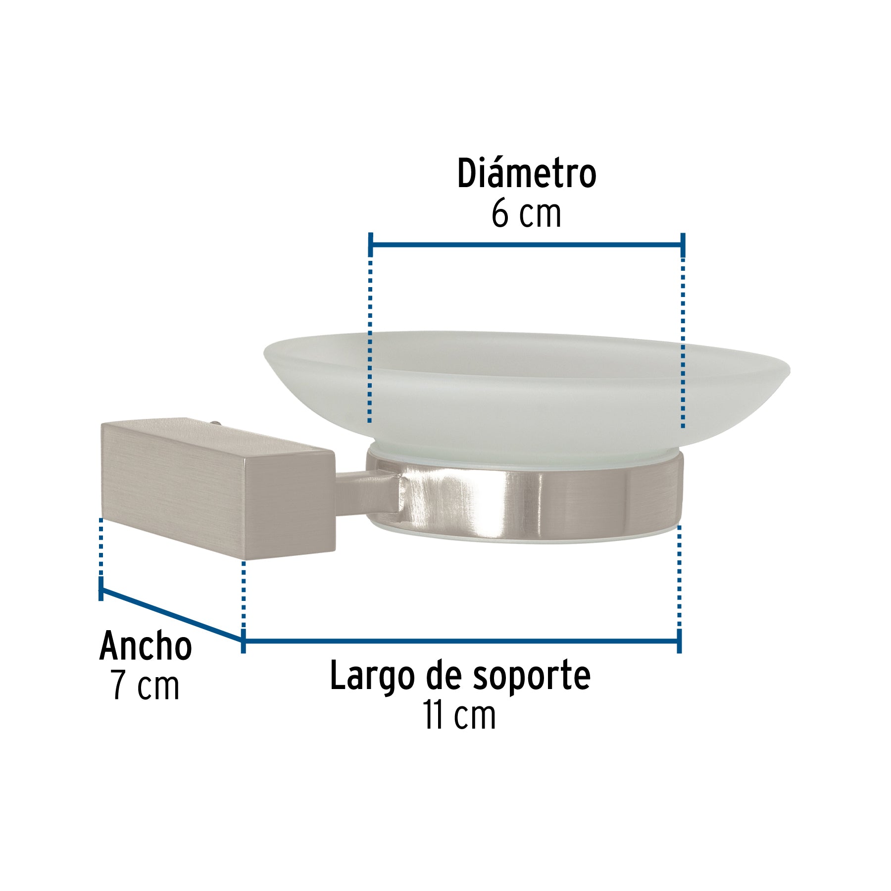 Jabonera con plato de vidrio, satín, FOSET KUBO