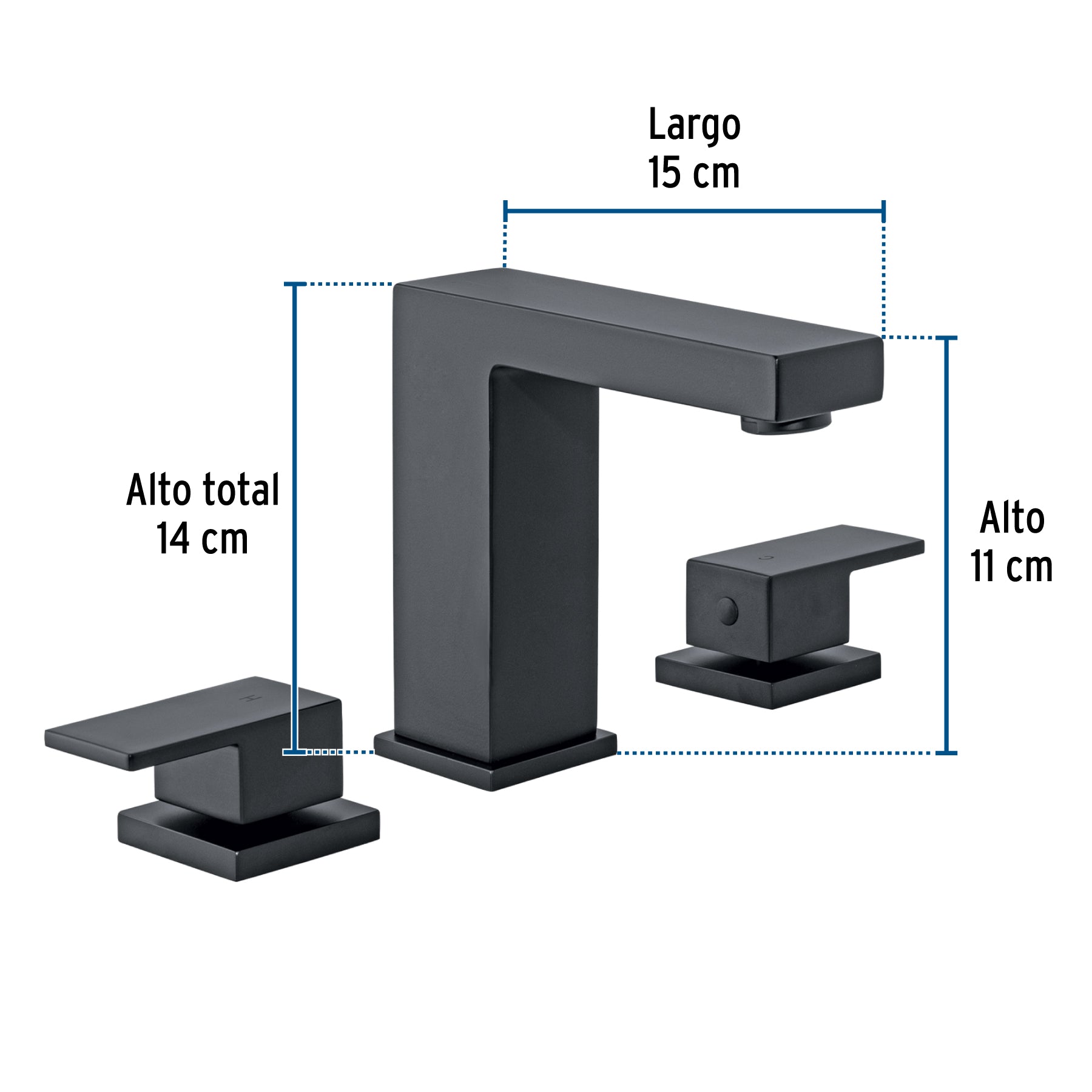 Mezcladora para lavabo taladros separados, negro, FOSET KUBO