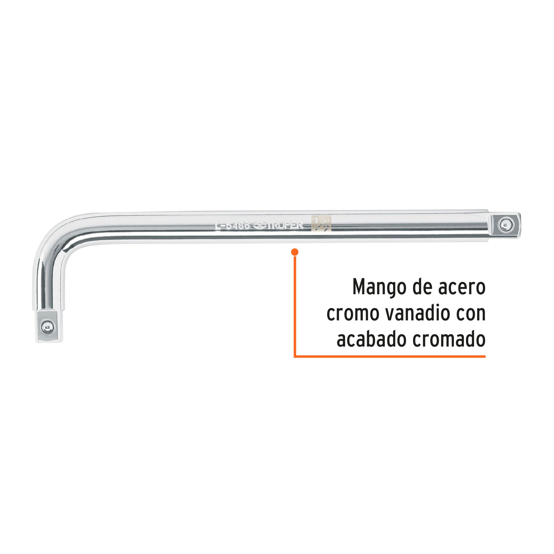 Mango en "L" de 9"x 16 mm para dados cuadro 1/2"
