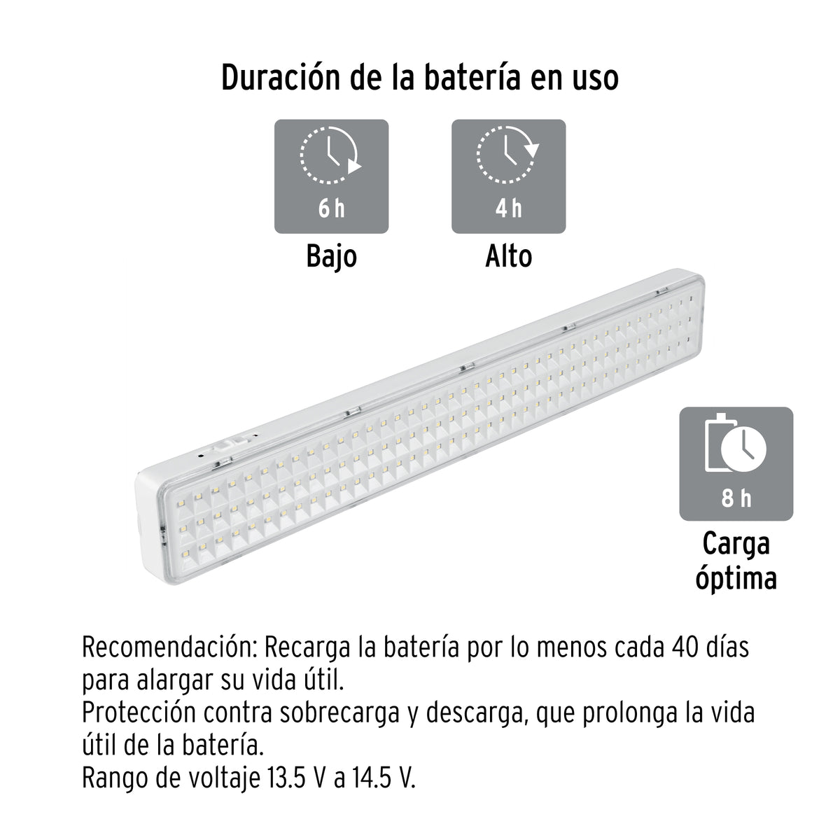 Lámpara de emergencia recargable 1000 lm, 120 LEDS