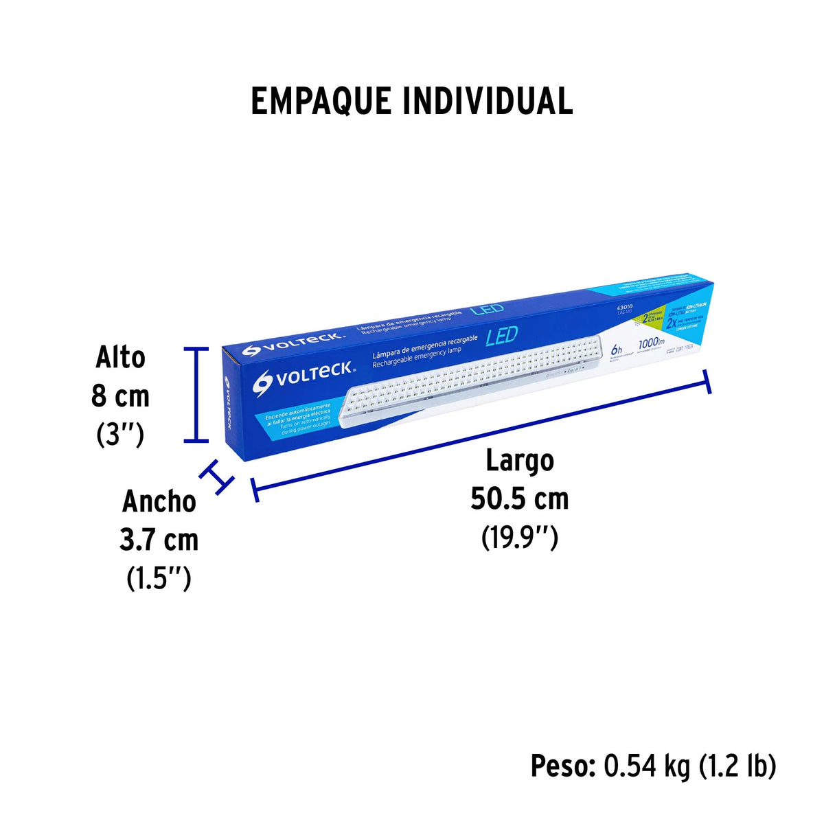 Lámpara de emergencia recargable 1000 lm, 120 LEDS