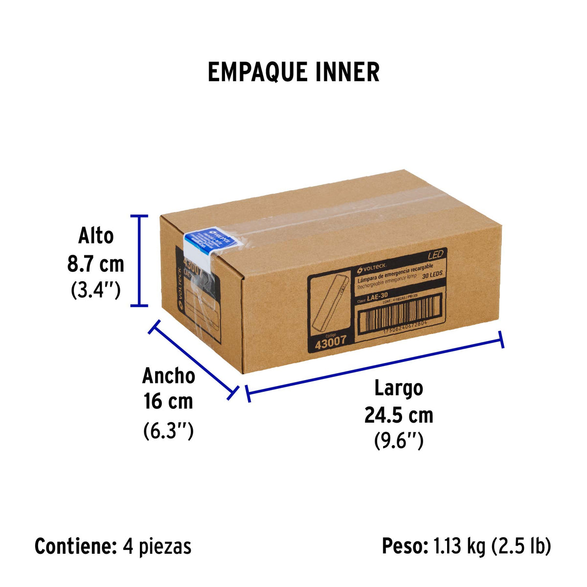 Lámpara de emergencia recargable 220 lm, 30 LEDS