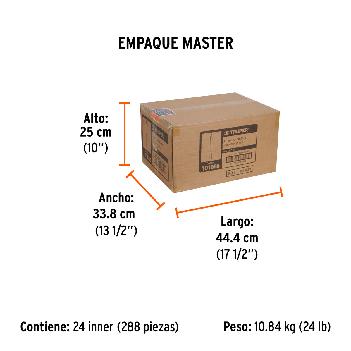 Lápiz para carpintero, 18 cm