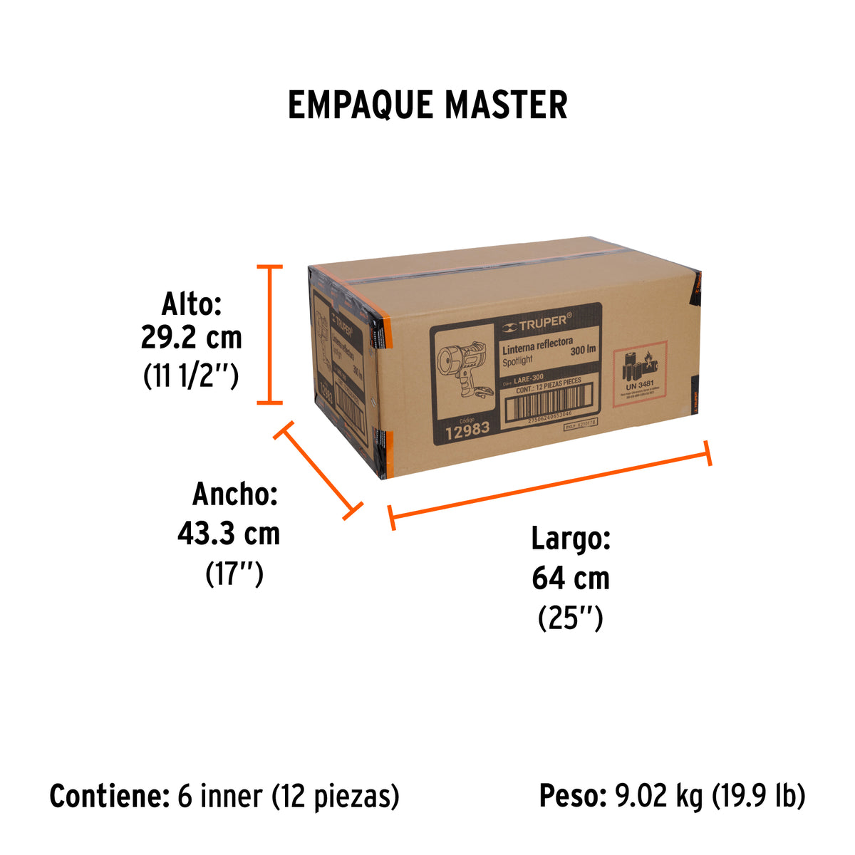 Lámpara recargable de led alta potencia, 300 lm, 7 W