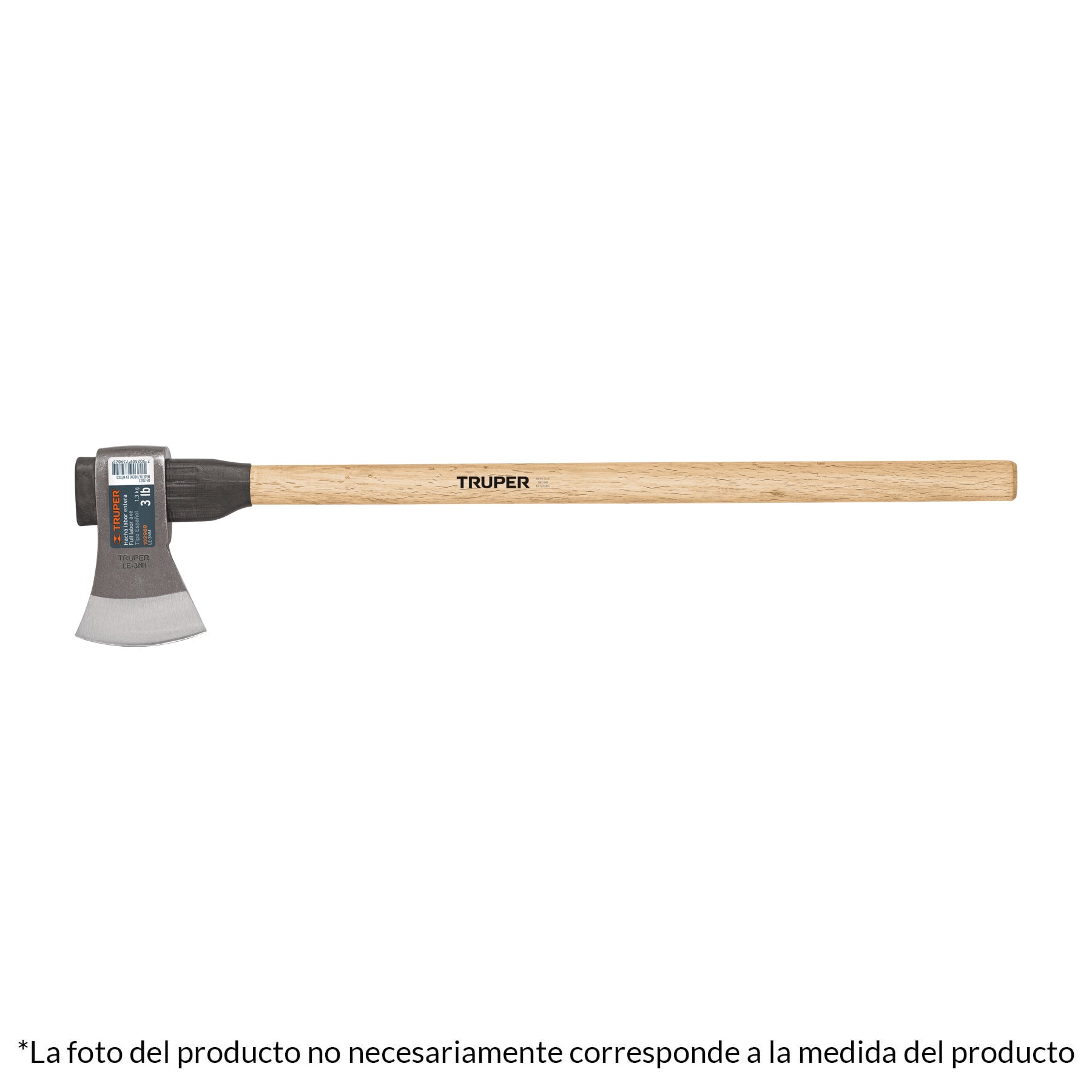 Hacha labor entera 3-1/2lb con mango de madera de 36',Truper