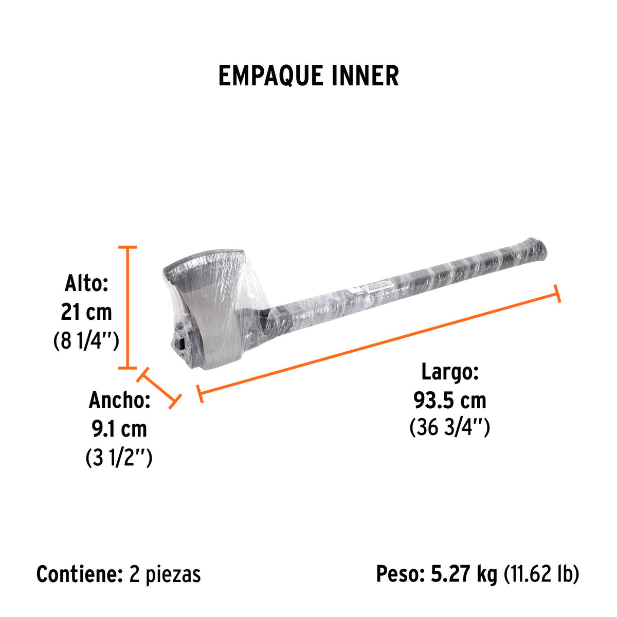 Hacha labor entera 3-1/2 lb, mango de fibra de vidrio 36'