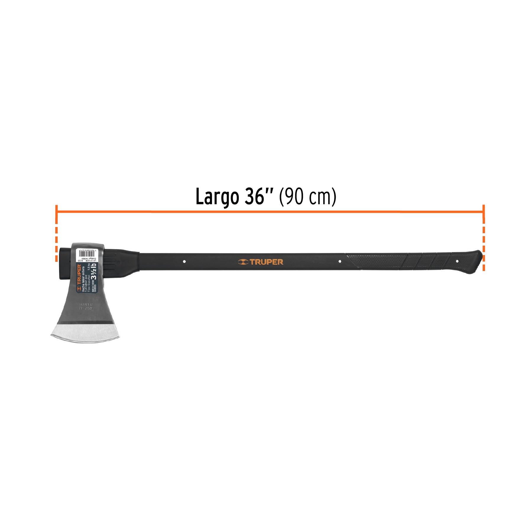 Hacha labor entera 3-1/2 lb, mango de fibra de vidrio 36'