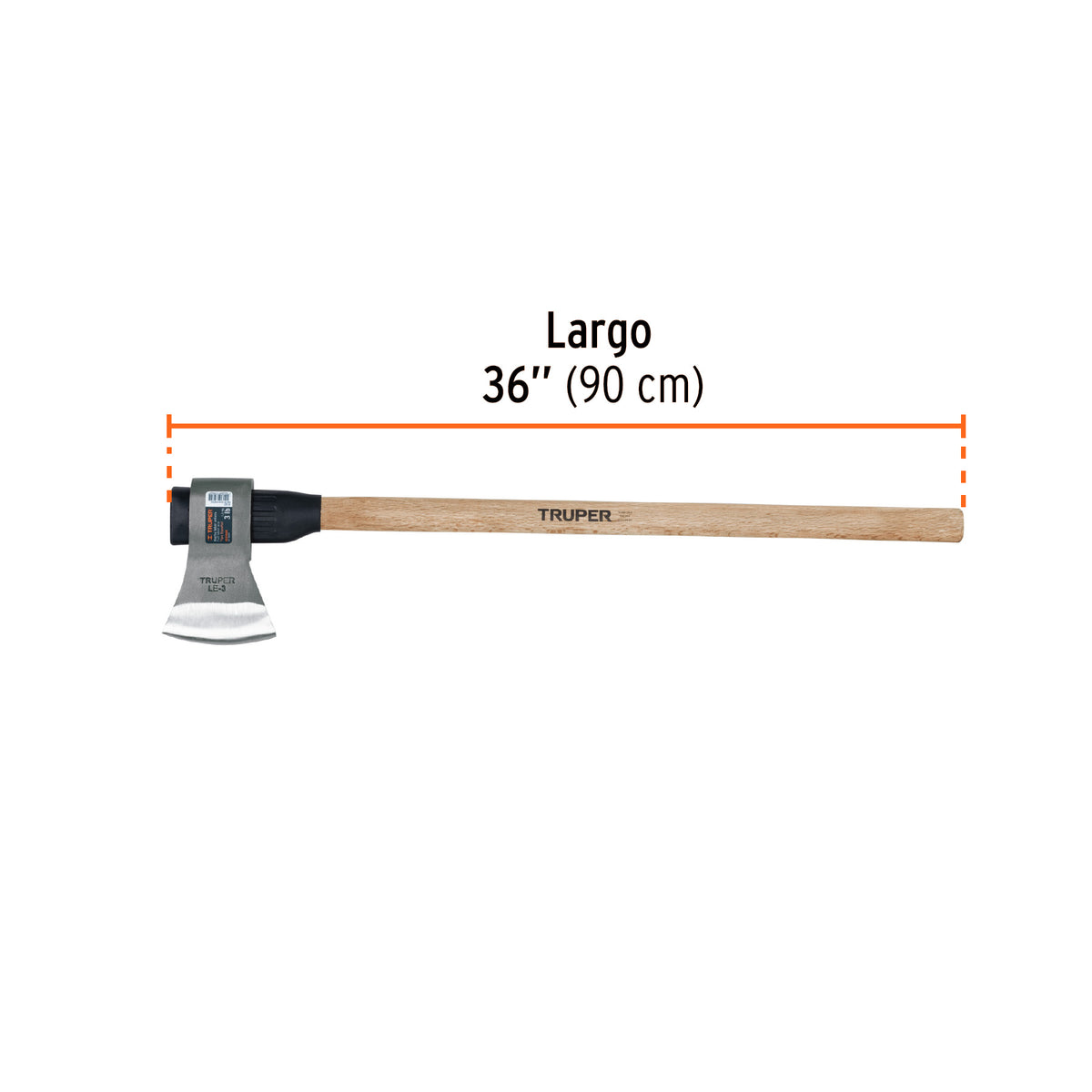 Hacha labor entera 3 lb con mango de madera de 36', Truper