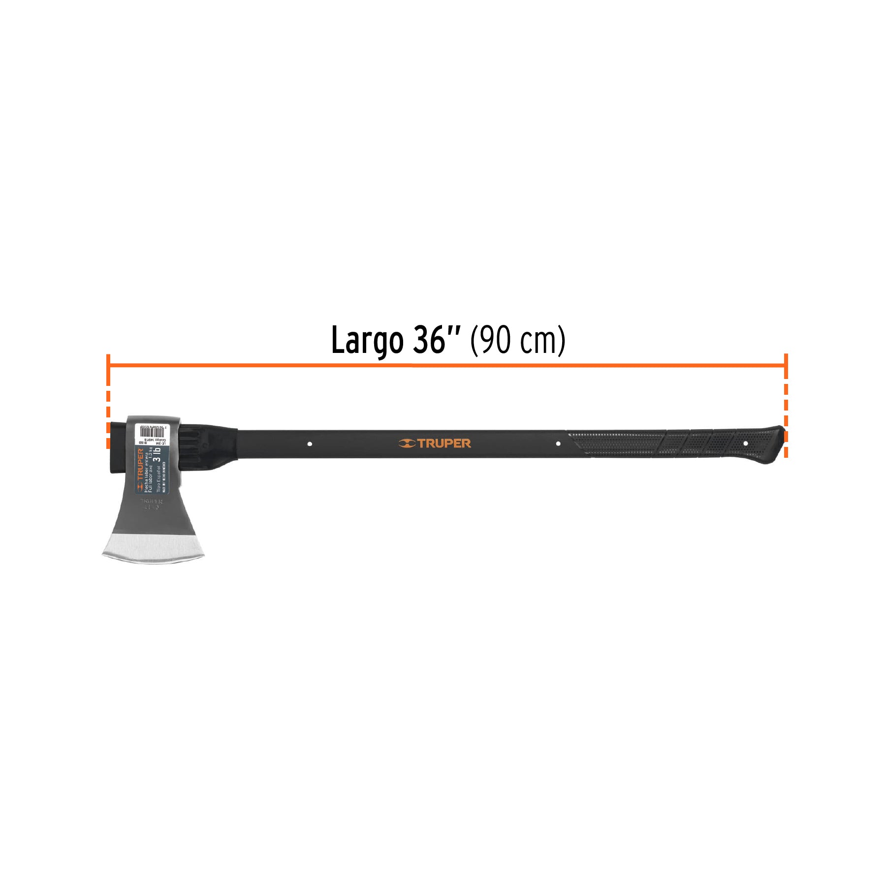 Hacha labor entera 3 lb, mango de fibra de vidrio 36',TRUPER
