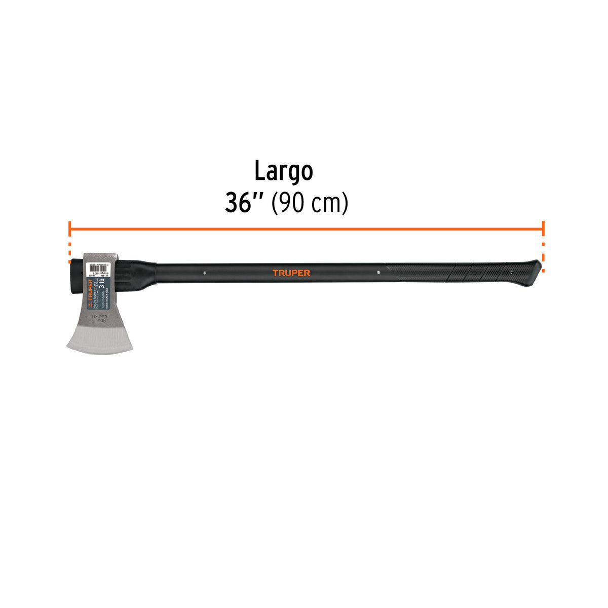 Hacha labor entera 3 lb, mango de fibra de vidrio 36',TRUPER