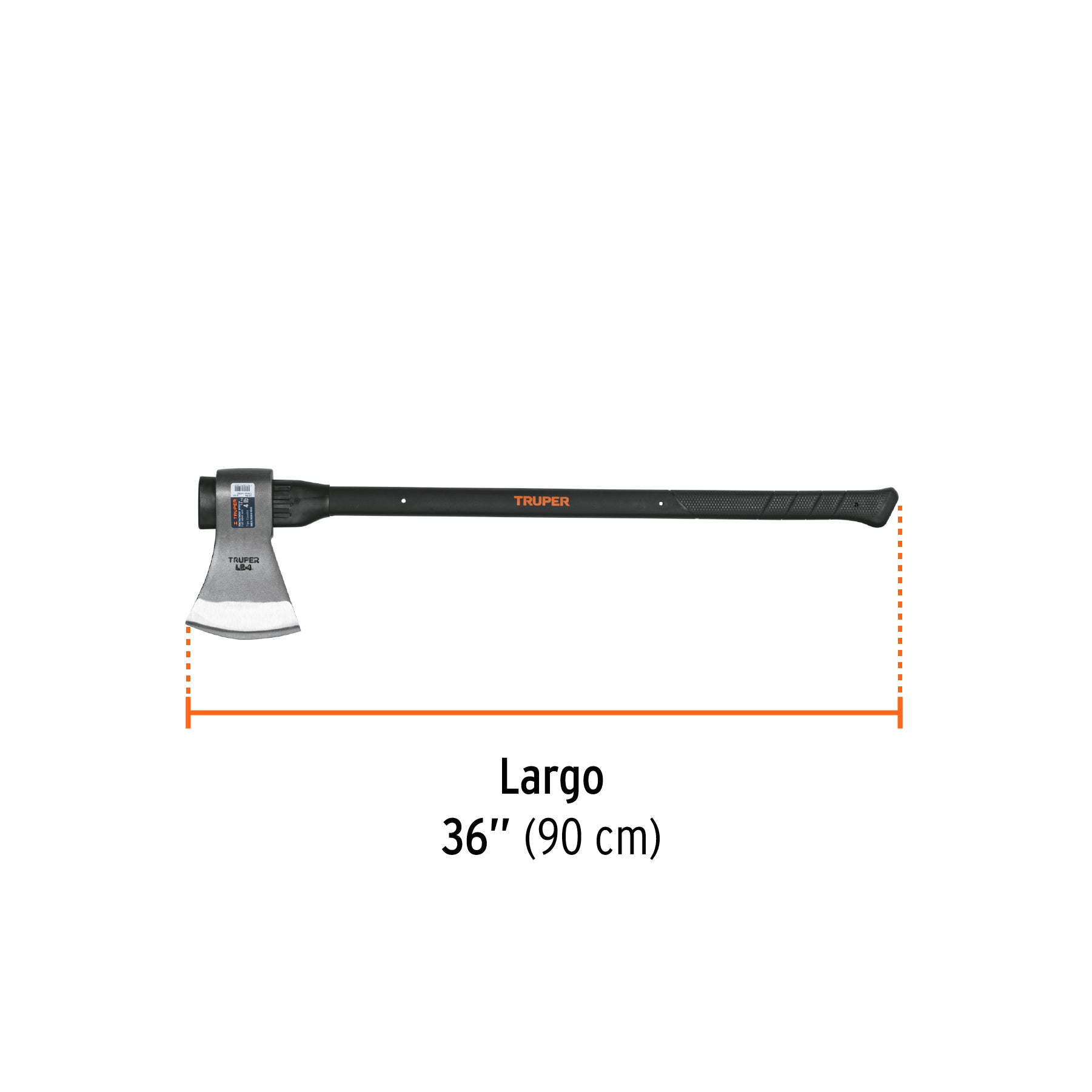 Hacha labor entera 4 lb, mango de fibra de vidrio 36',TRUPER