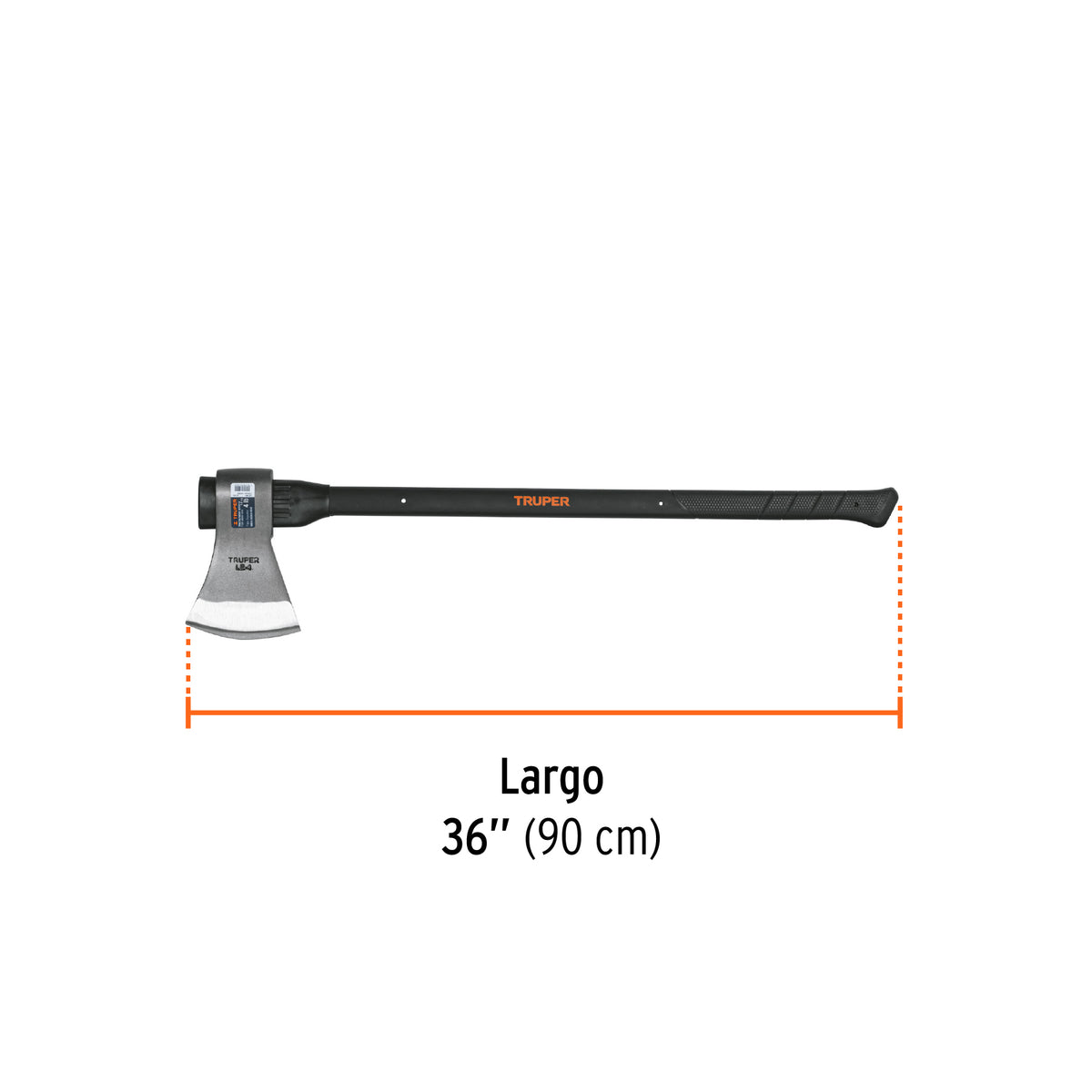 Hacha labor entera 4 lb, mango de fibra de vidrio 36',TRUPER
