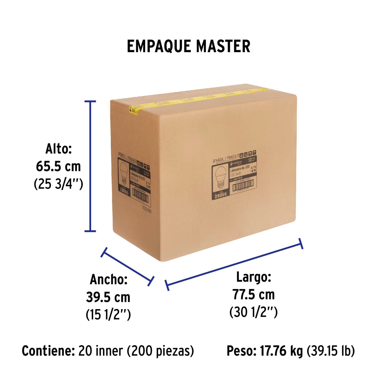 Lámpara de LED, A19, 16 W, luz de día, Volteck Basic SUSTITUTO 46222