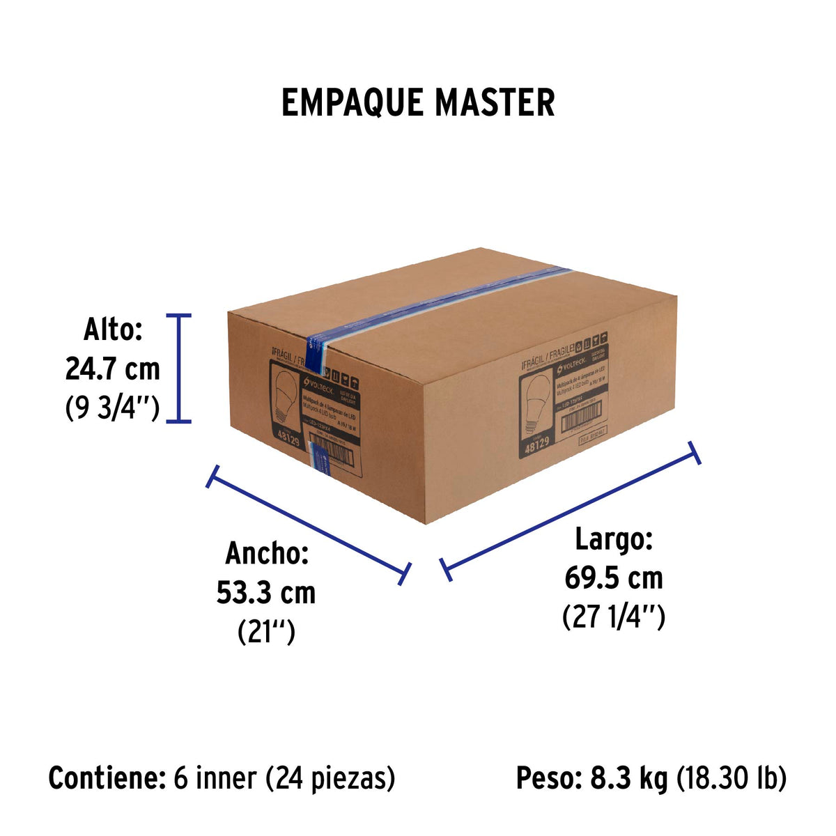 Lámpara LED tipo bulbo, A19, 18 W, luz de día, 4 pzas caja