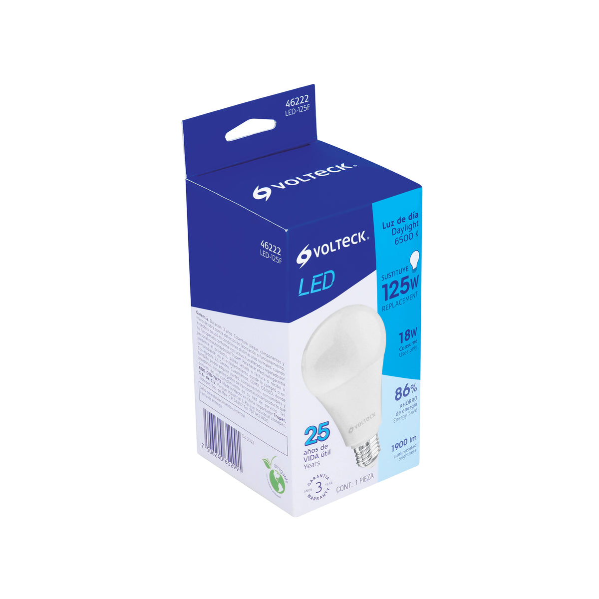 Lámpara de LED, bulbo estándar, A19, 18 W, luz de día